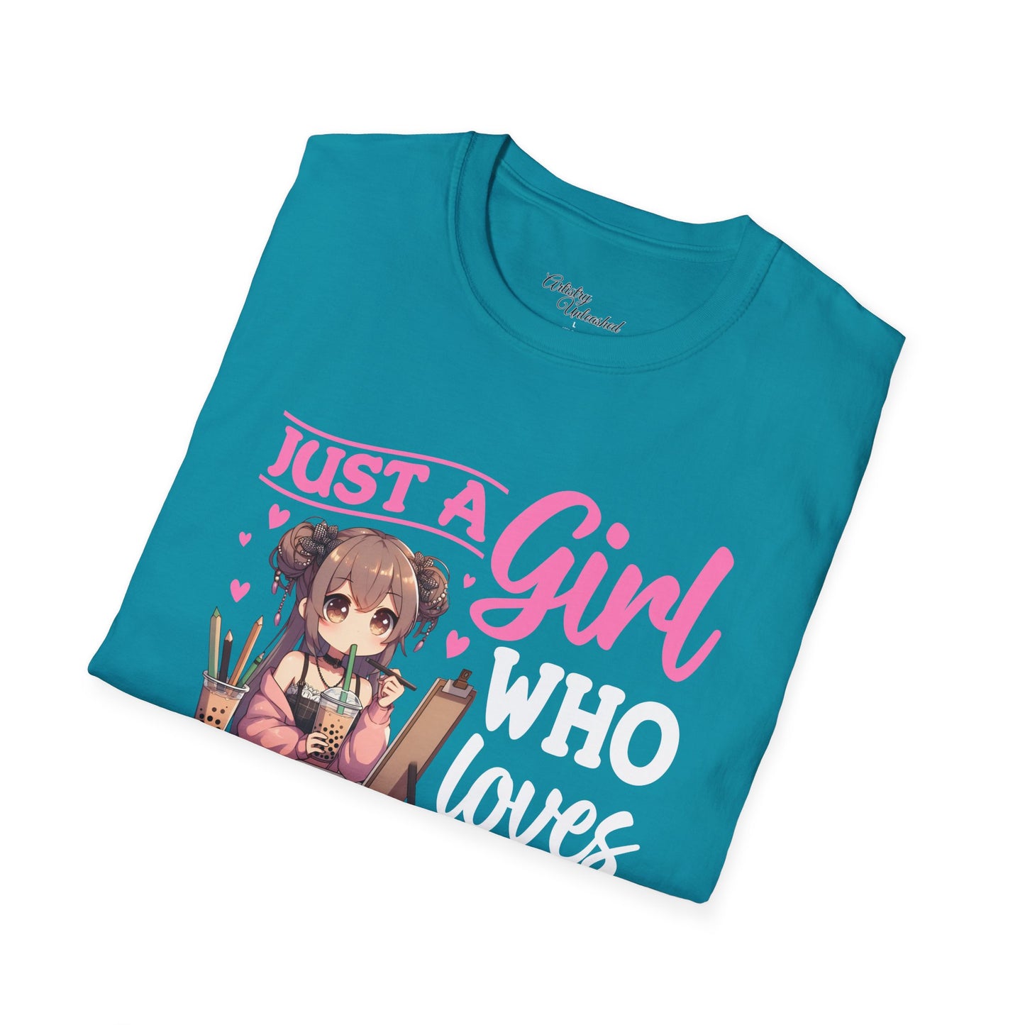 Girl Who Loves Anime White Unisex Softstyle T-Shirt