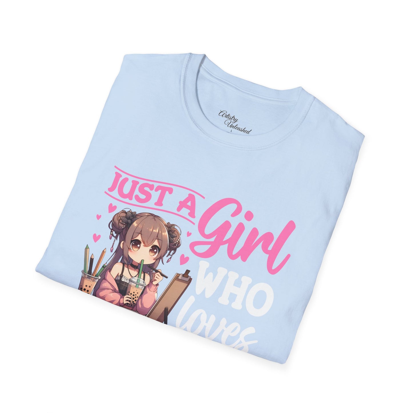 Girl Who Loves Anime White Unisex Softstyle T-Shirt