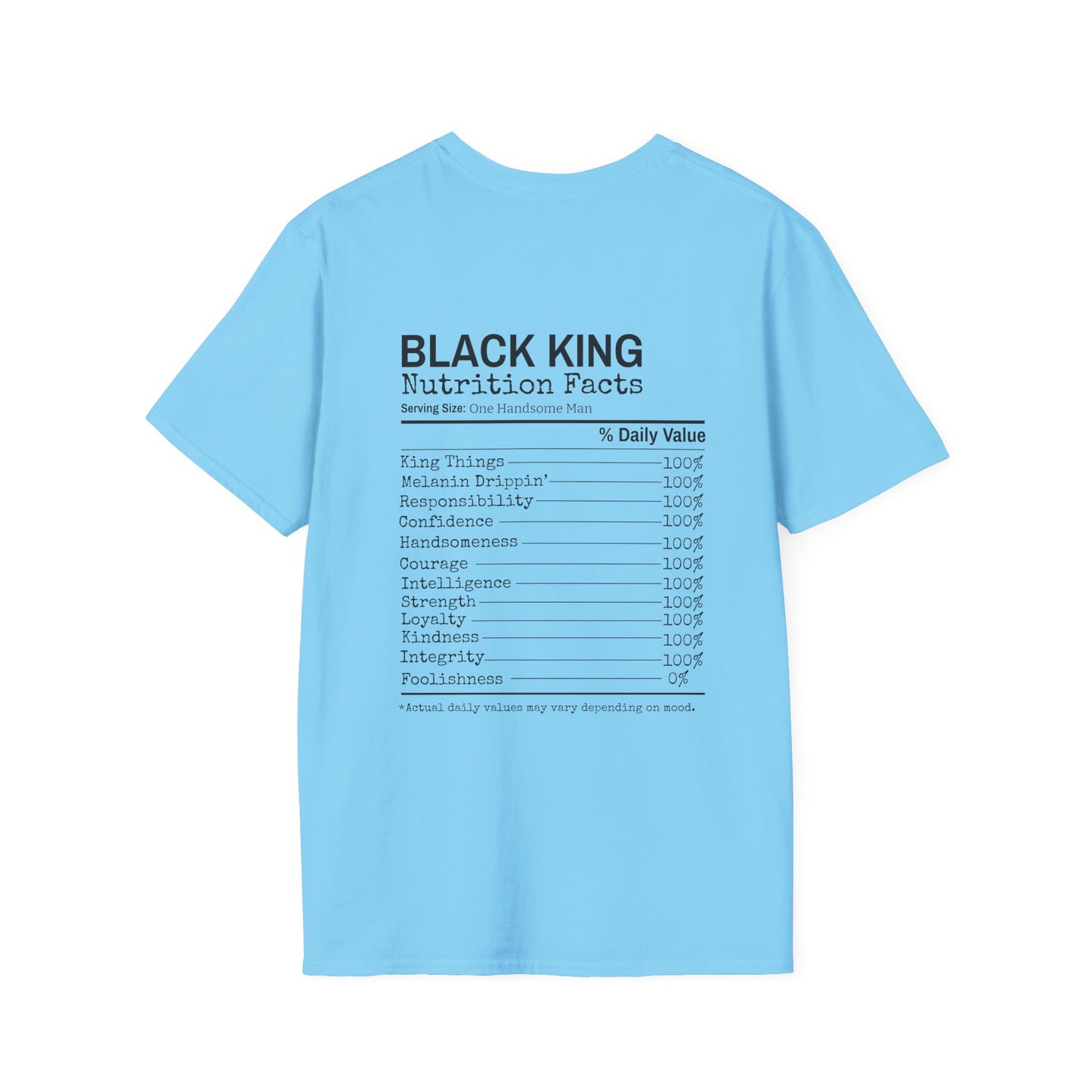 Black King Nutrition Facts Back Unisex Softstyle T-Shirt