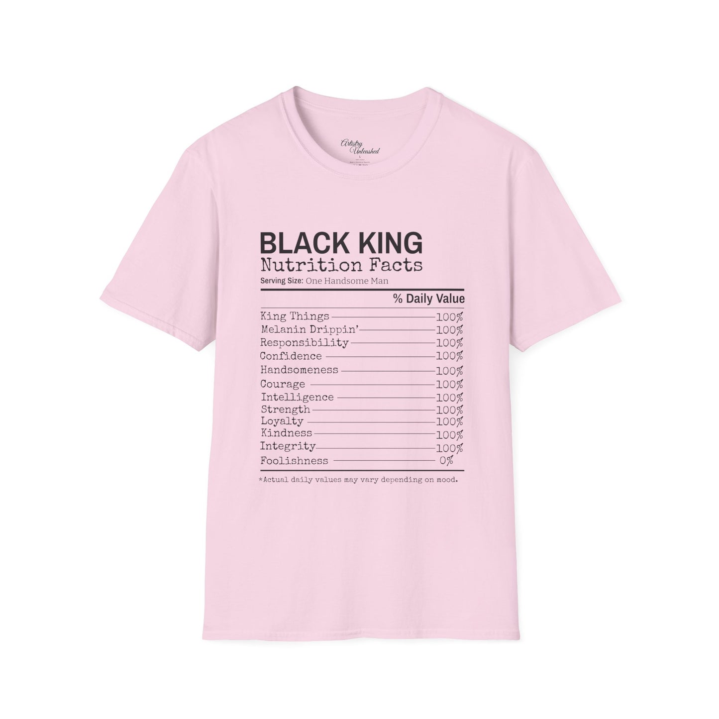 Black King Nutrition Facts Unisex Softstyle T-Shirt