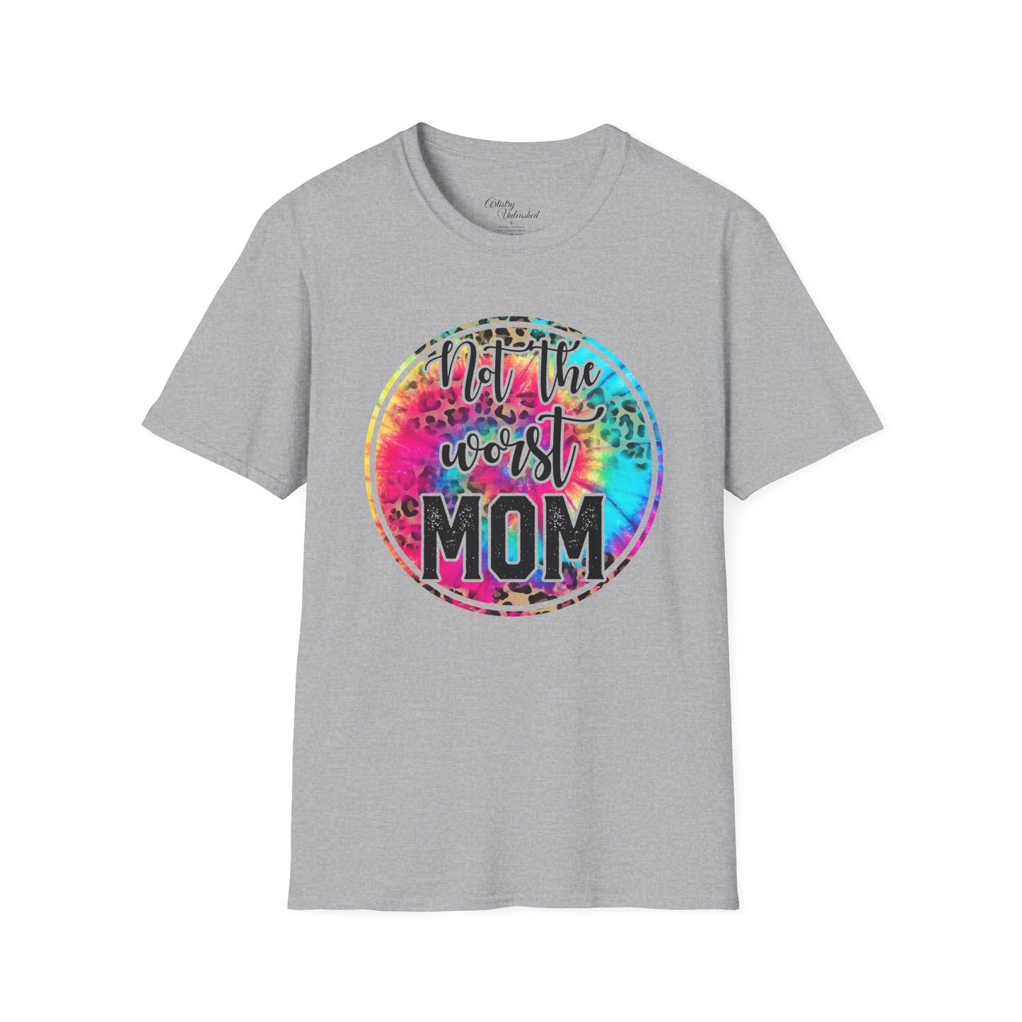 Mom Tye Dye Leopard Print Unisex Softstyle T-Shirt