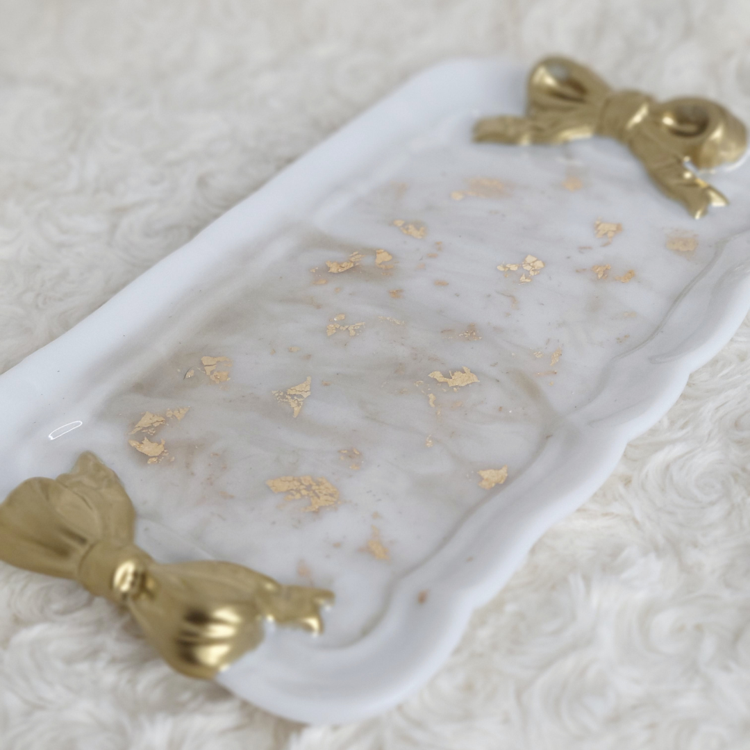 White and Gold Trinket Tray