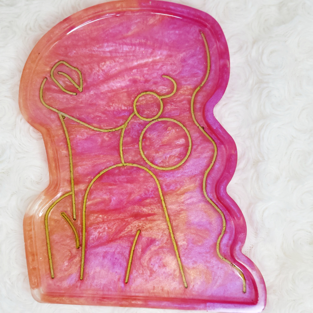 Abstract Female Orange Pink Gold Trinket Trays