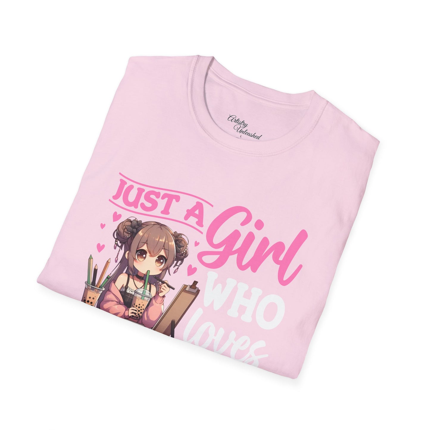 Girl Who Loves Anime White Unisex Softstyle T-Shirt