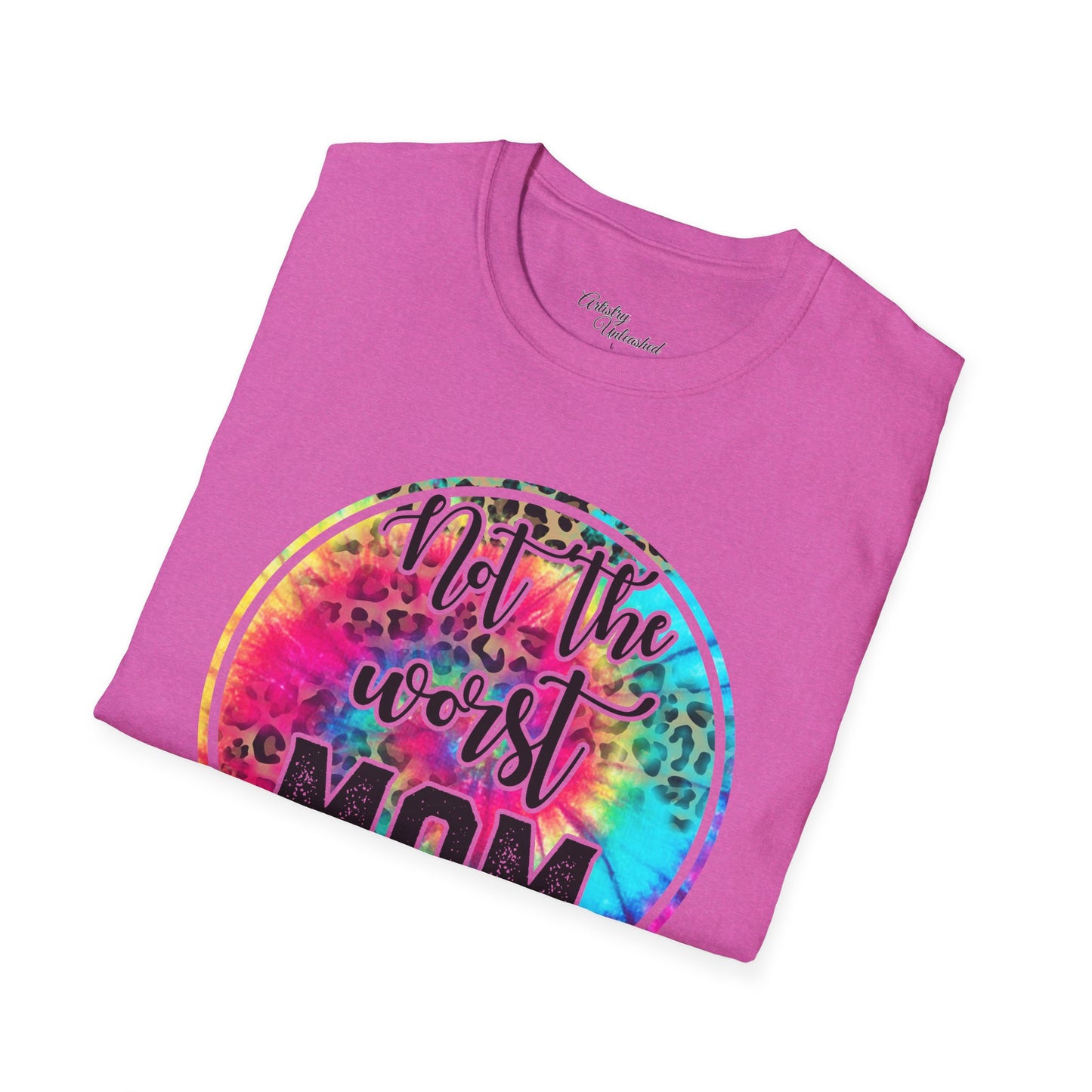 Mom Tye Dye Leopard Print Unisex Softstyle T-Shirt