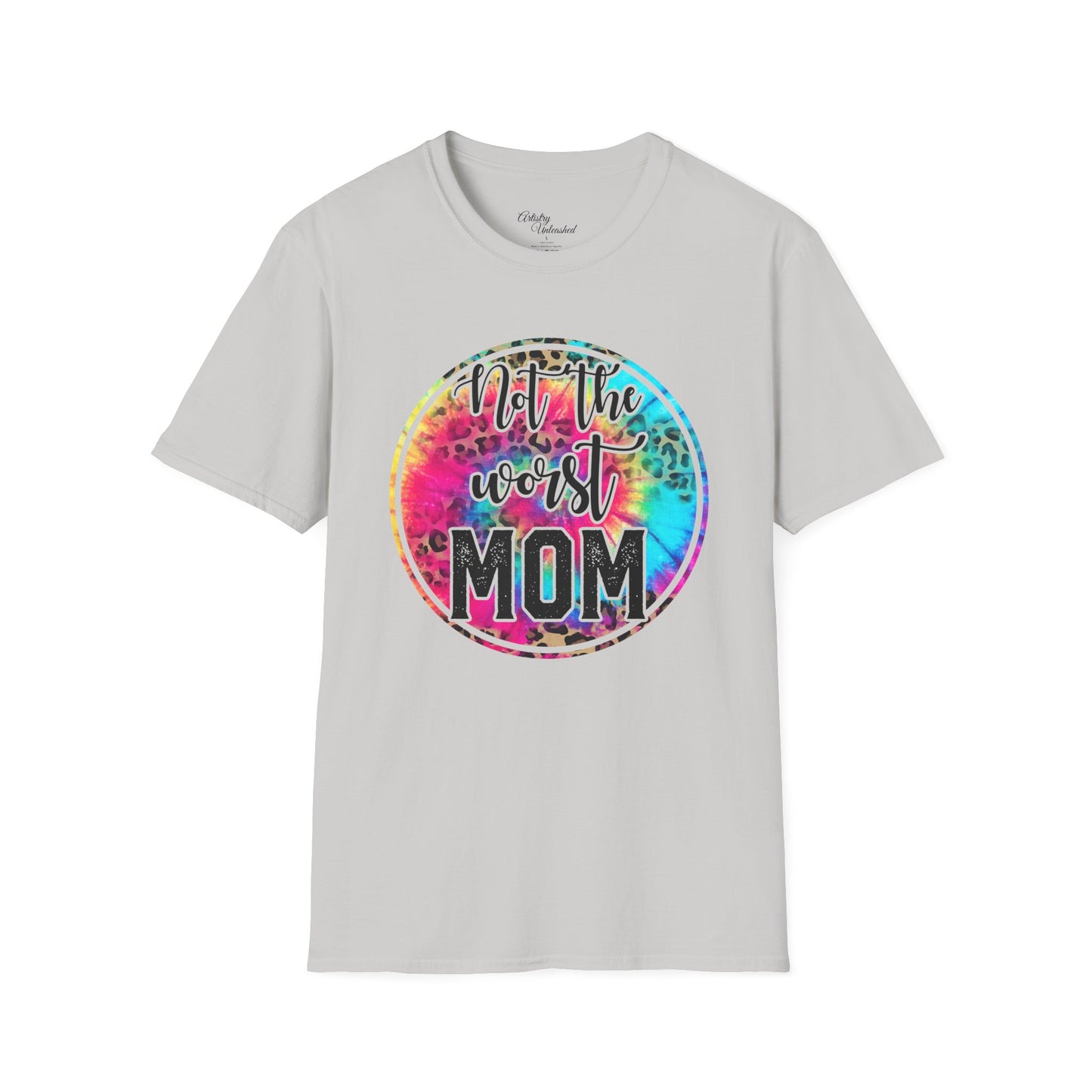 Mom Tye Dye Leopard Print Unisex Softstyle T-Shirt