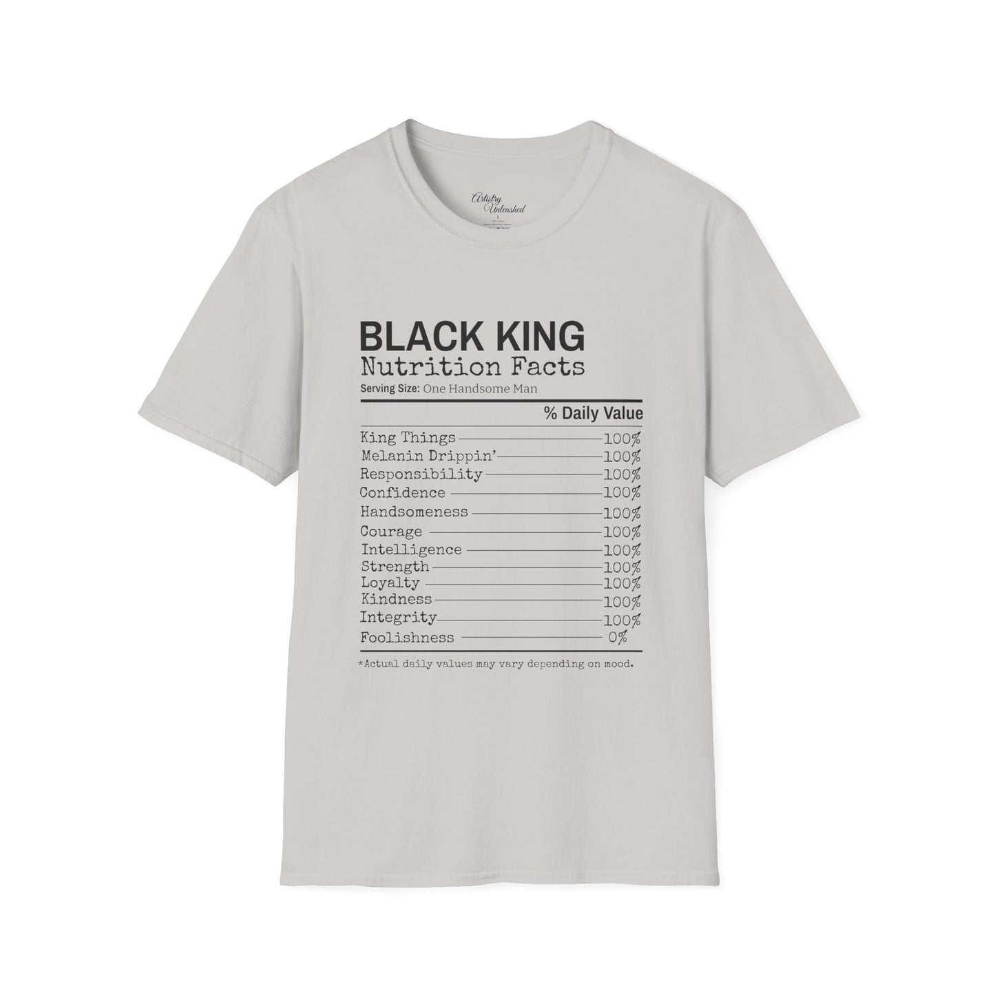 Black King Nutrition Facts Unisex Softstyle T-Shirt