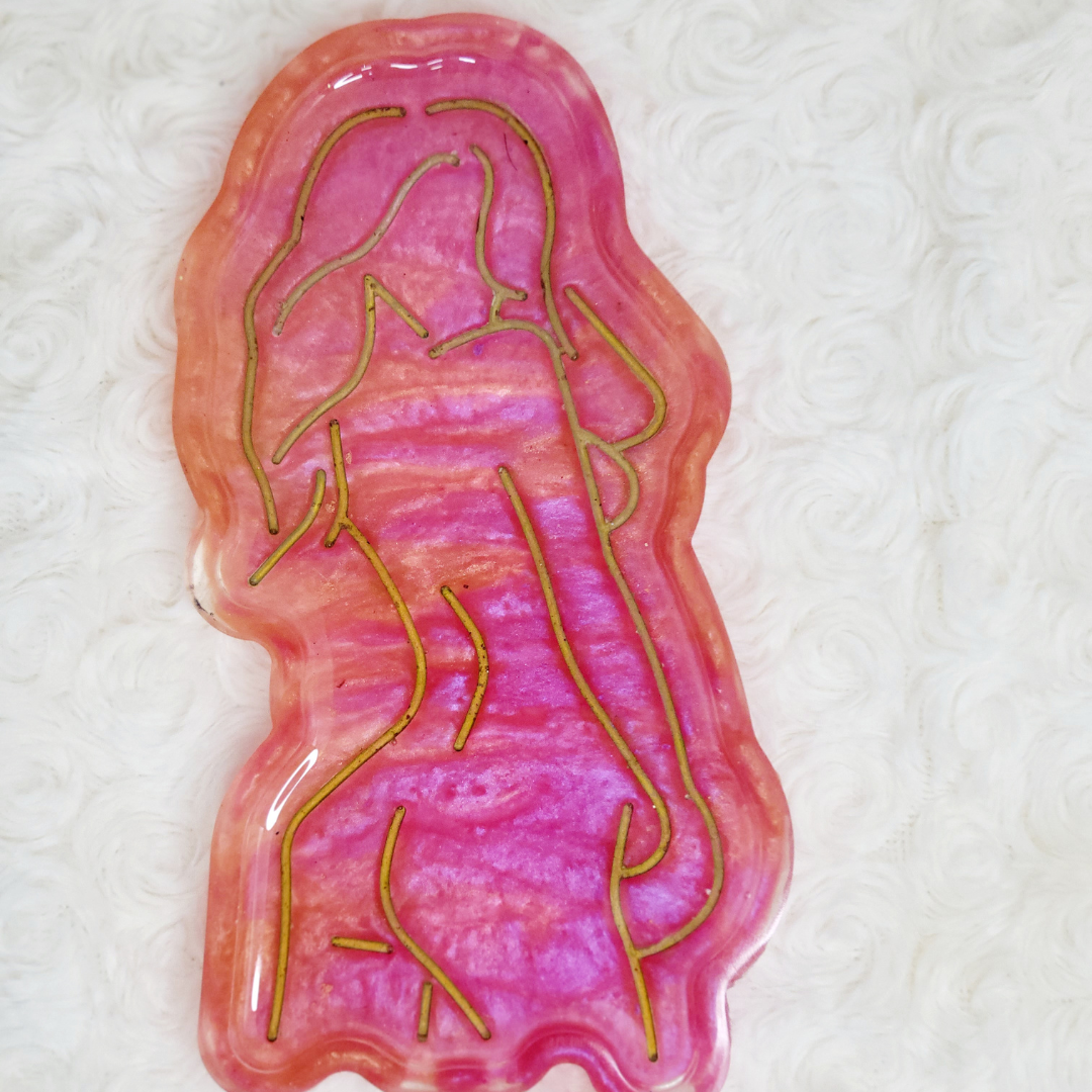 Abstract Female Orange Pink Gold Trinket Trays