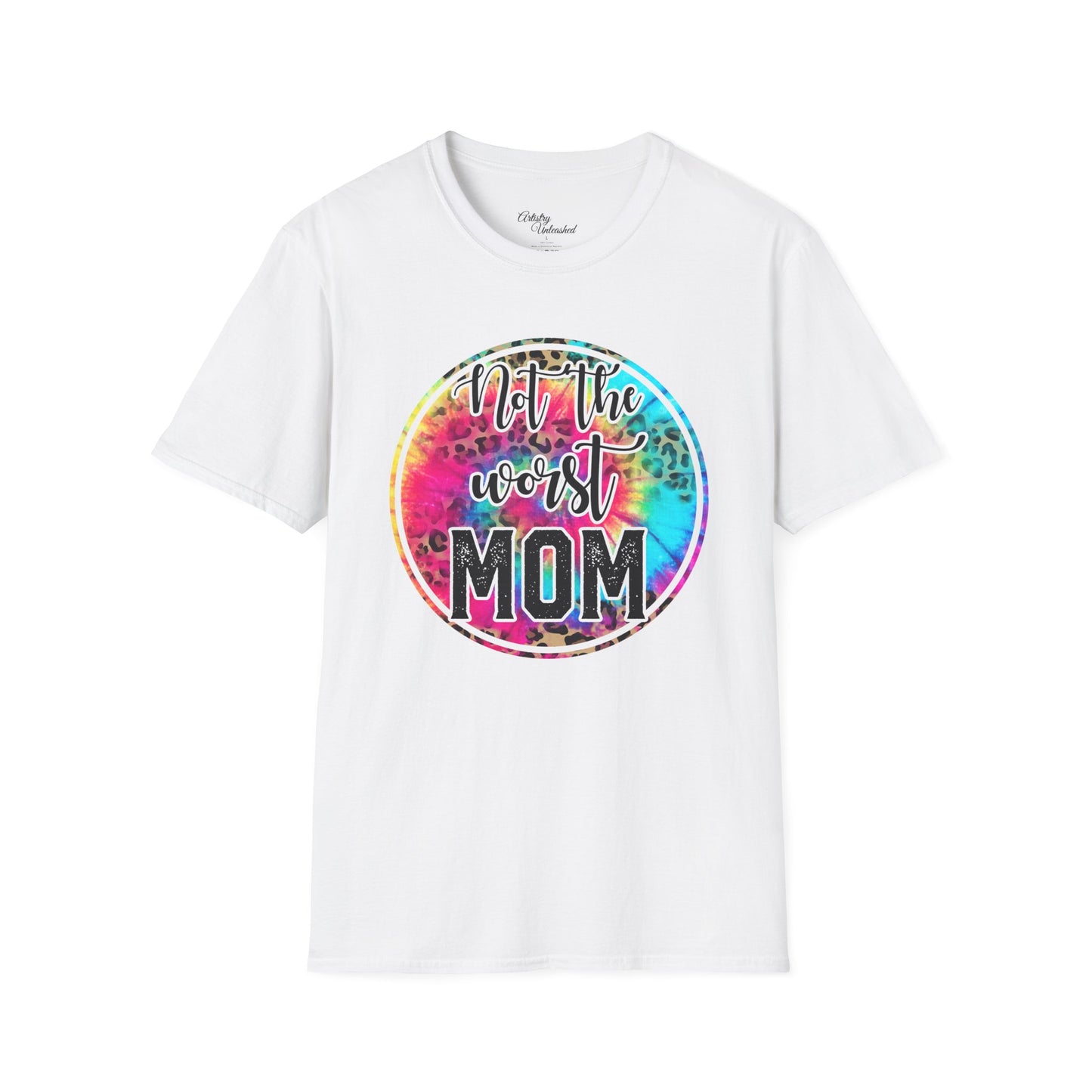 Mom Tye Dye Leopard Print Unisex Softstyle T-Shirt