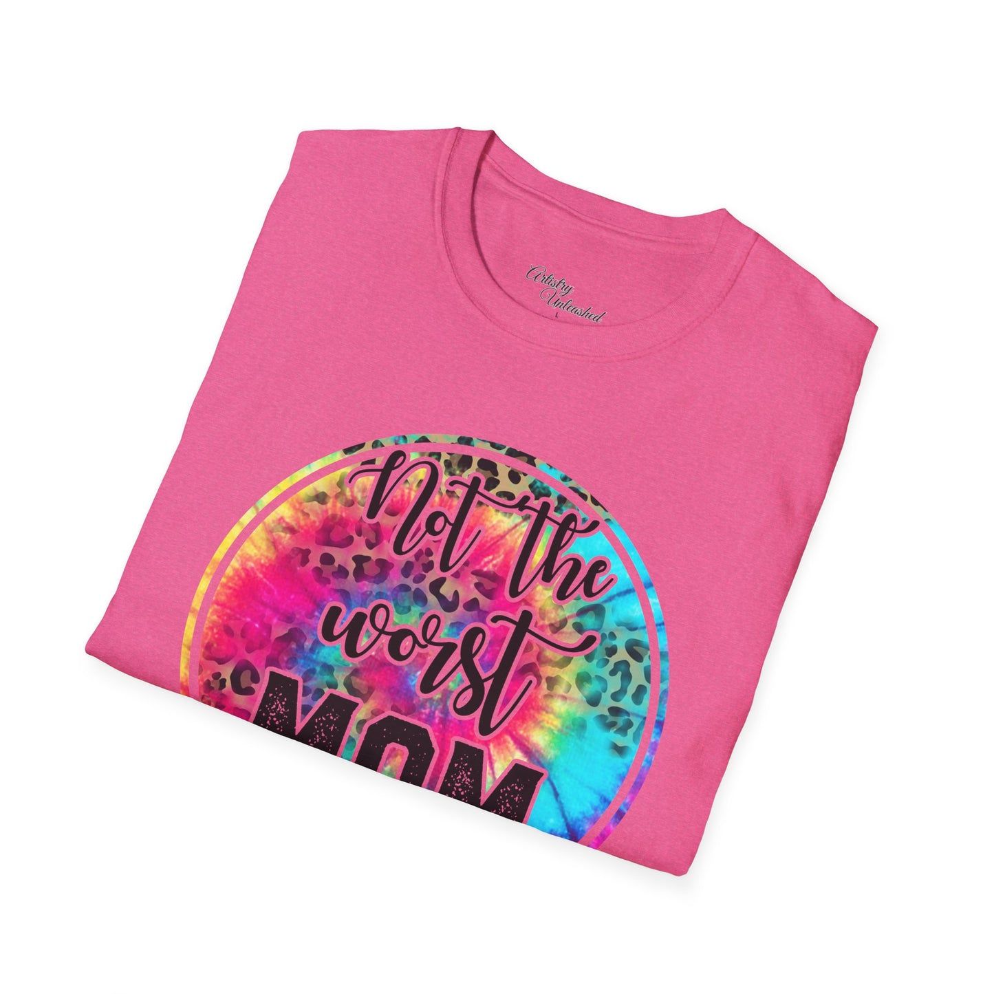 Mom Tye Dye Leopard Print Unisex Softstyle T-Shirt