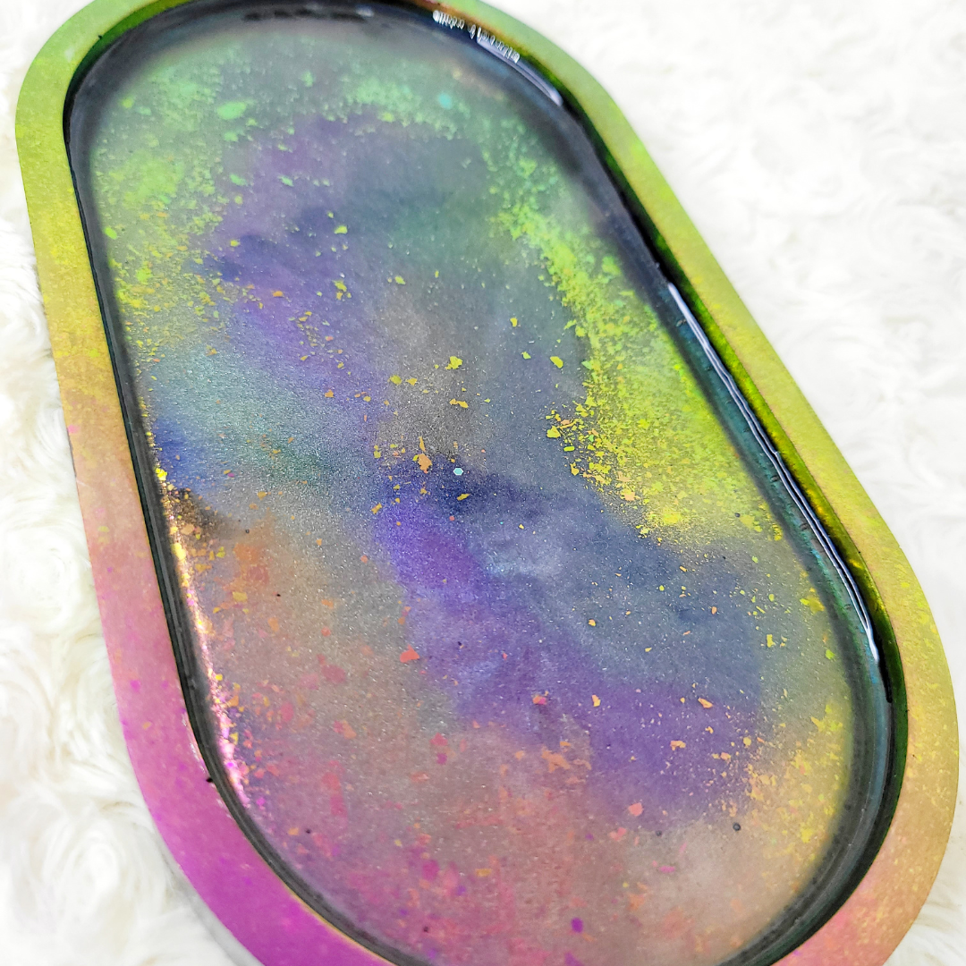 Chameleon Pink and Green Trinket Tray