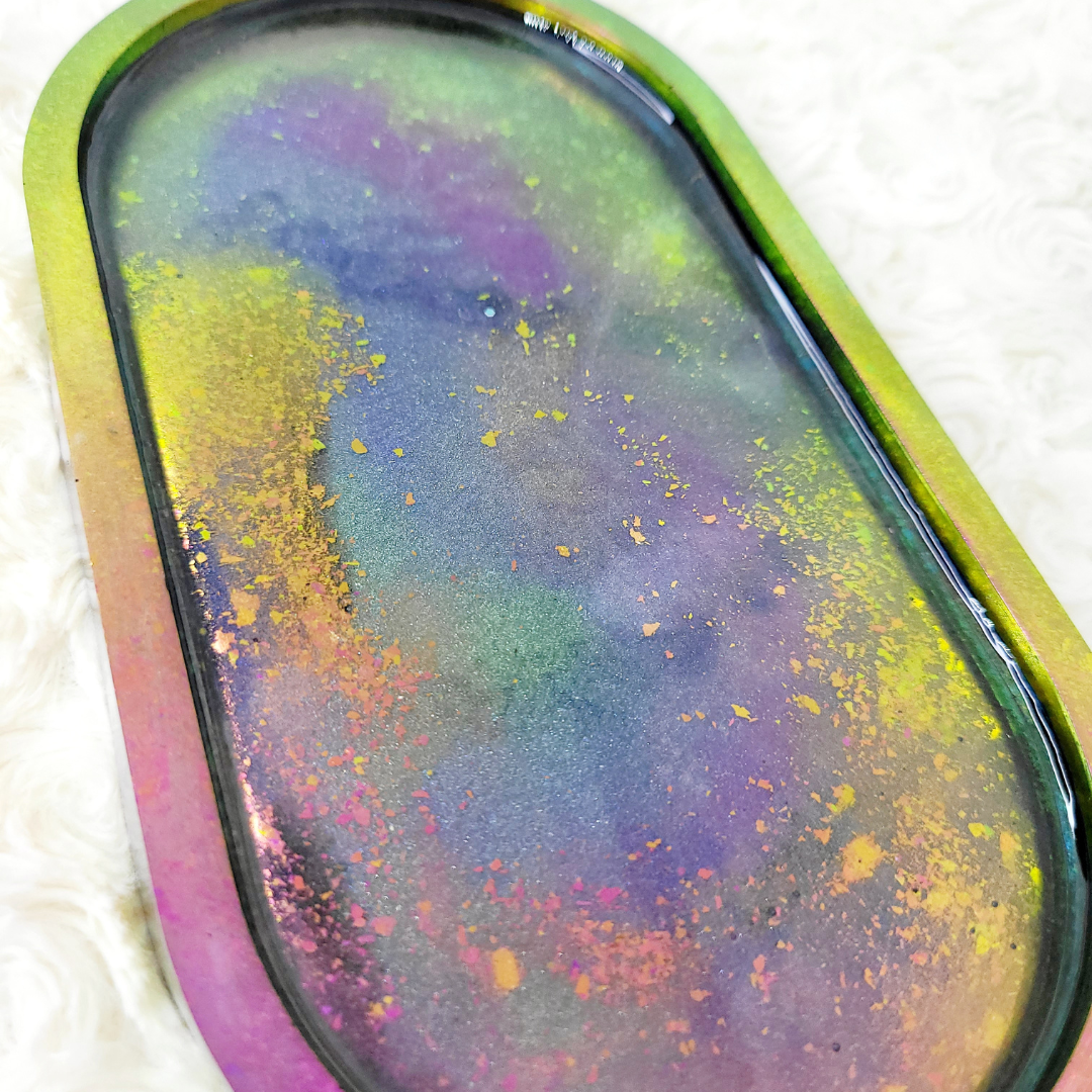 Chameleon Pink and Green Trinket Tray