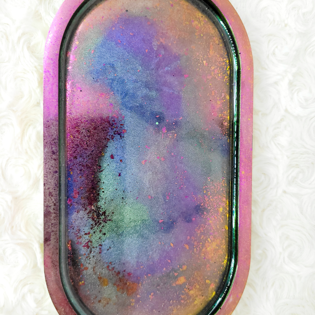 Chameleon Pink and Green Trinket Tray