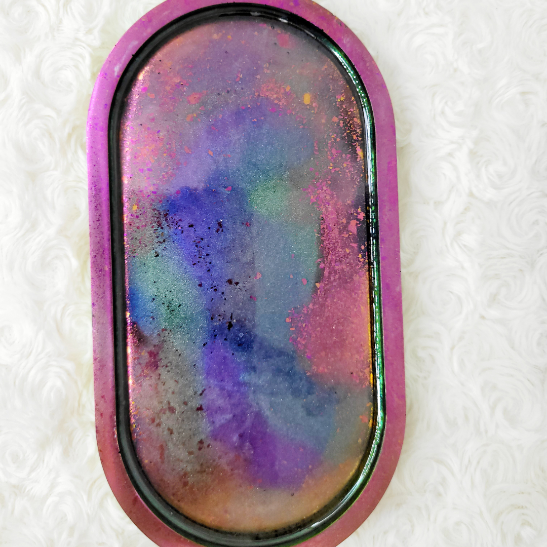 Chameleon Pink and Green Trinket Tray
