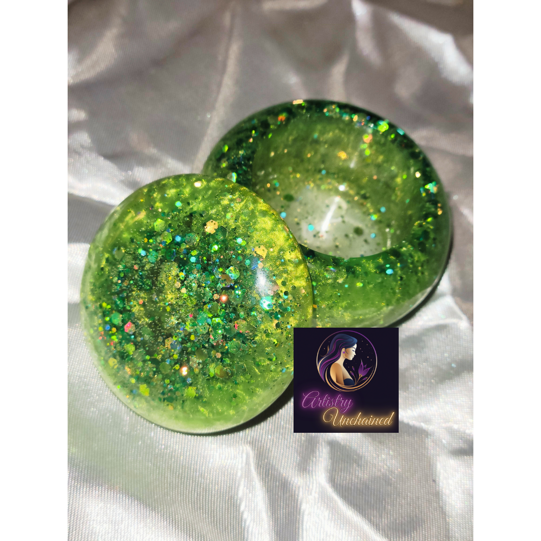 Holographic Gold and Green Resin Tray Set
