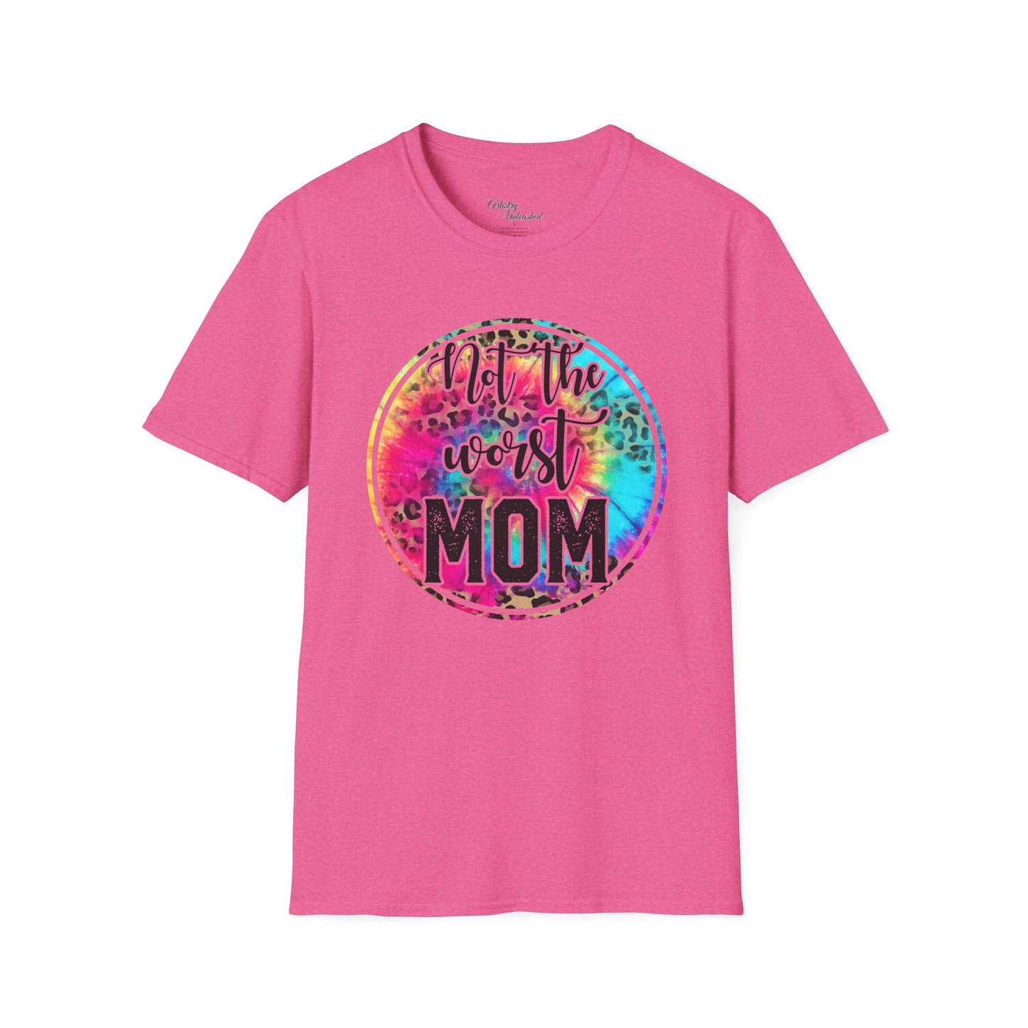 Mom Tye Dye Leopard Print Unisex Softstyle T-Shirt