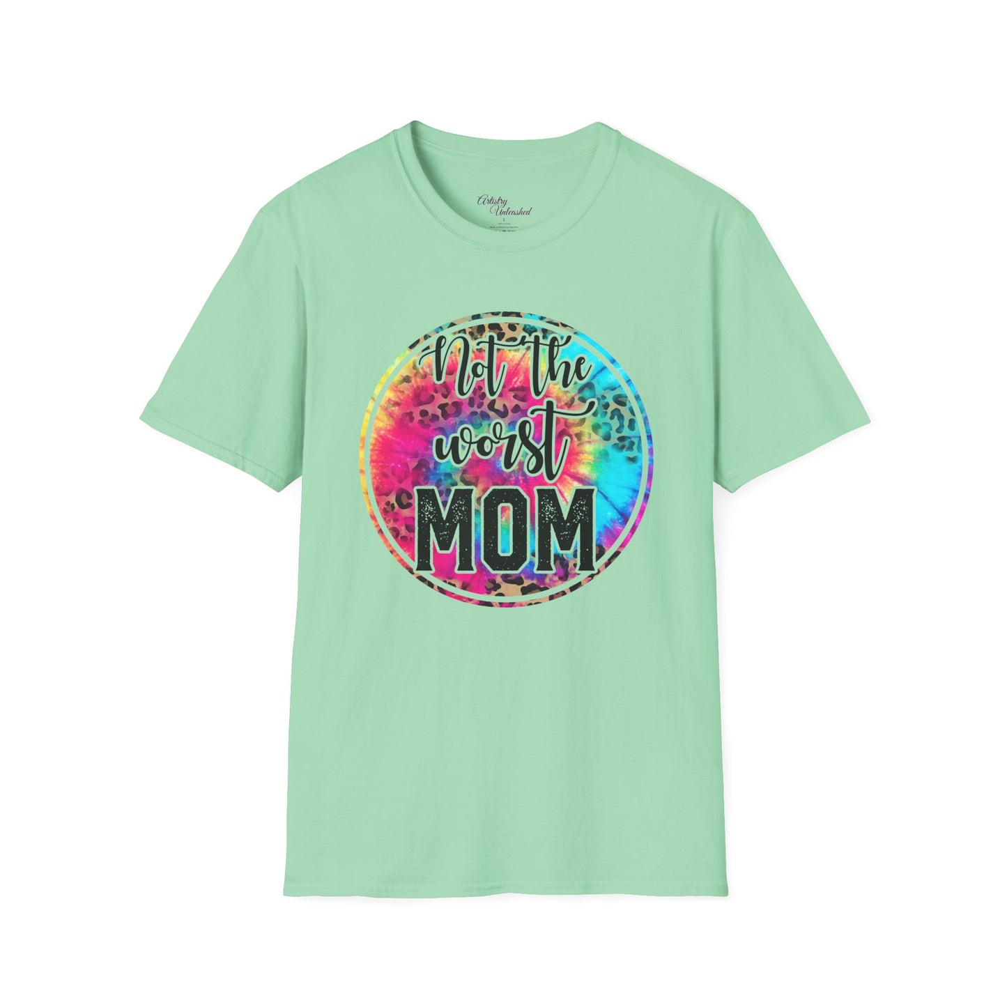 Mom Tye Dye Leopard Print Unisex Softstyle T-Shirt