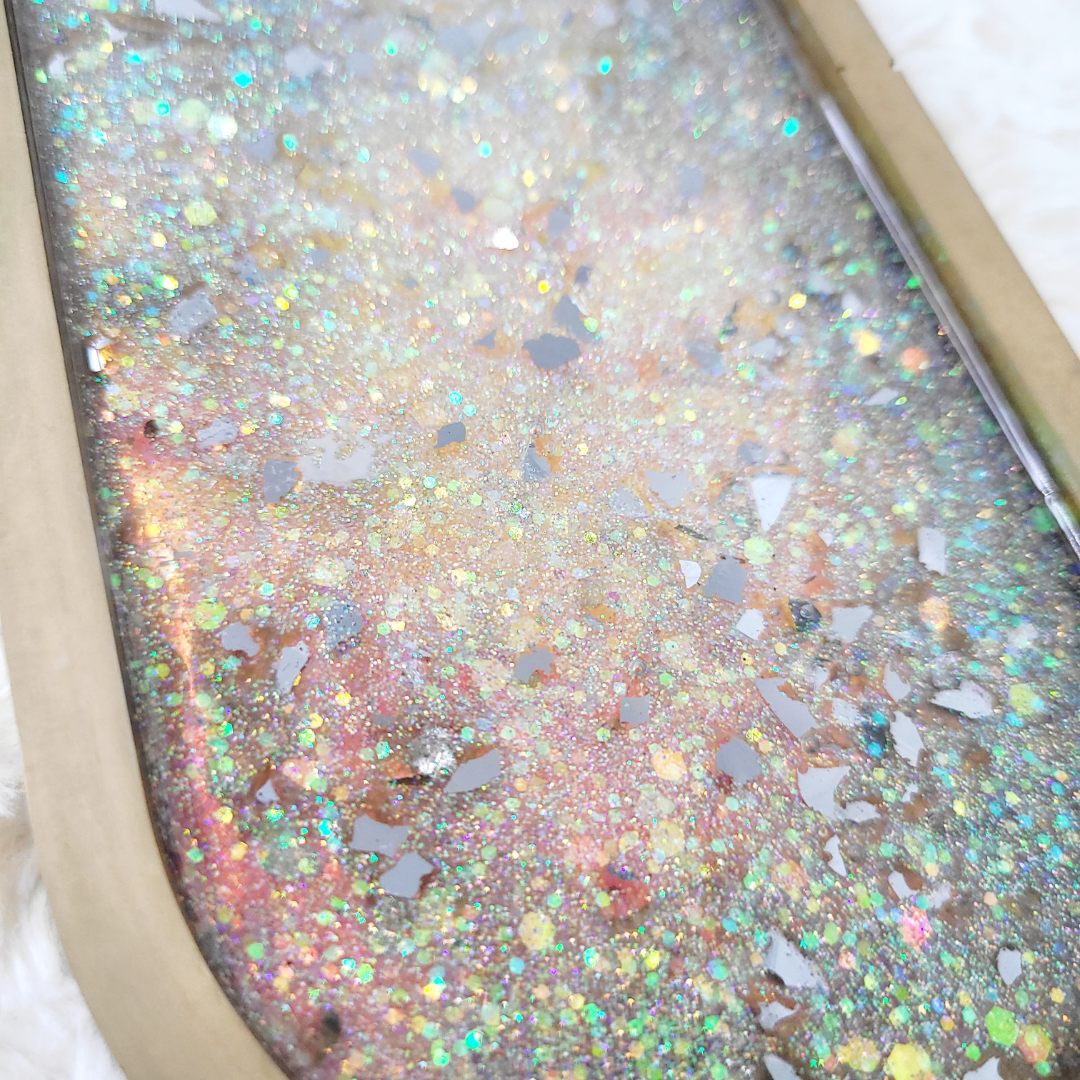 Gold Glitter and Glass Trinket Tray