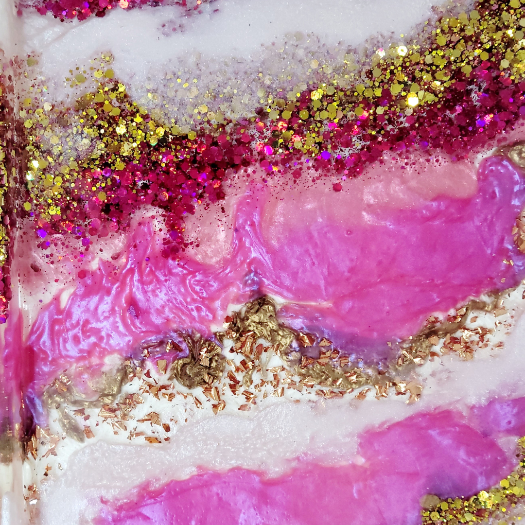 Pink and Gold Glitter Resin Tray