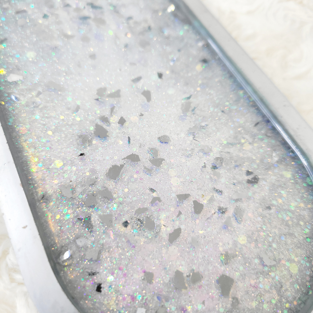 Silver Glitter and Glass Trinket Tray