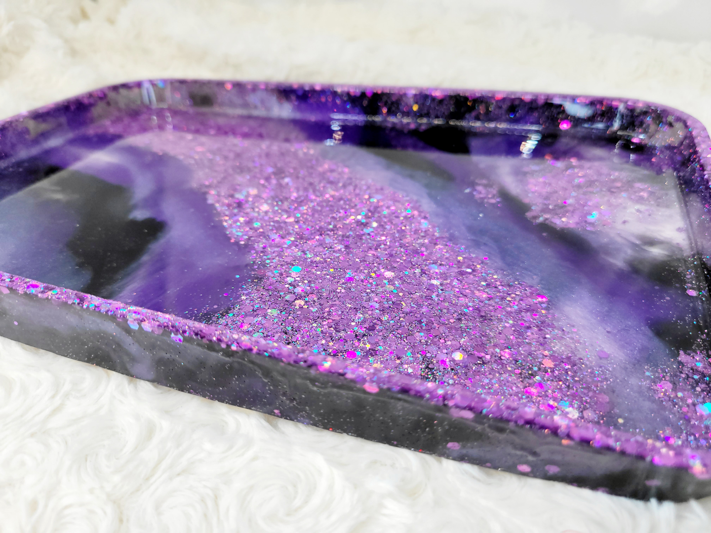 Black and Purple Glitter Tray