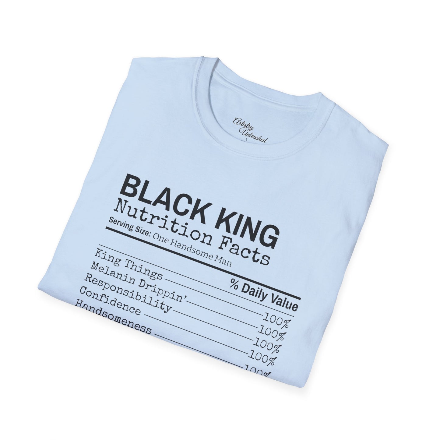 Black King Nutrition Facts Unisex Softstyle T-Shirt
