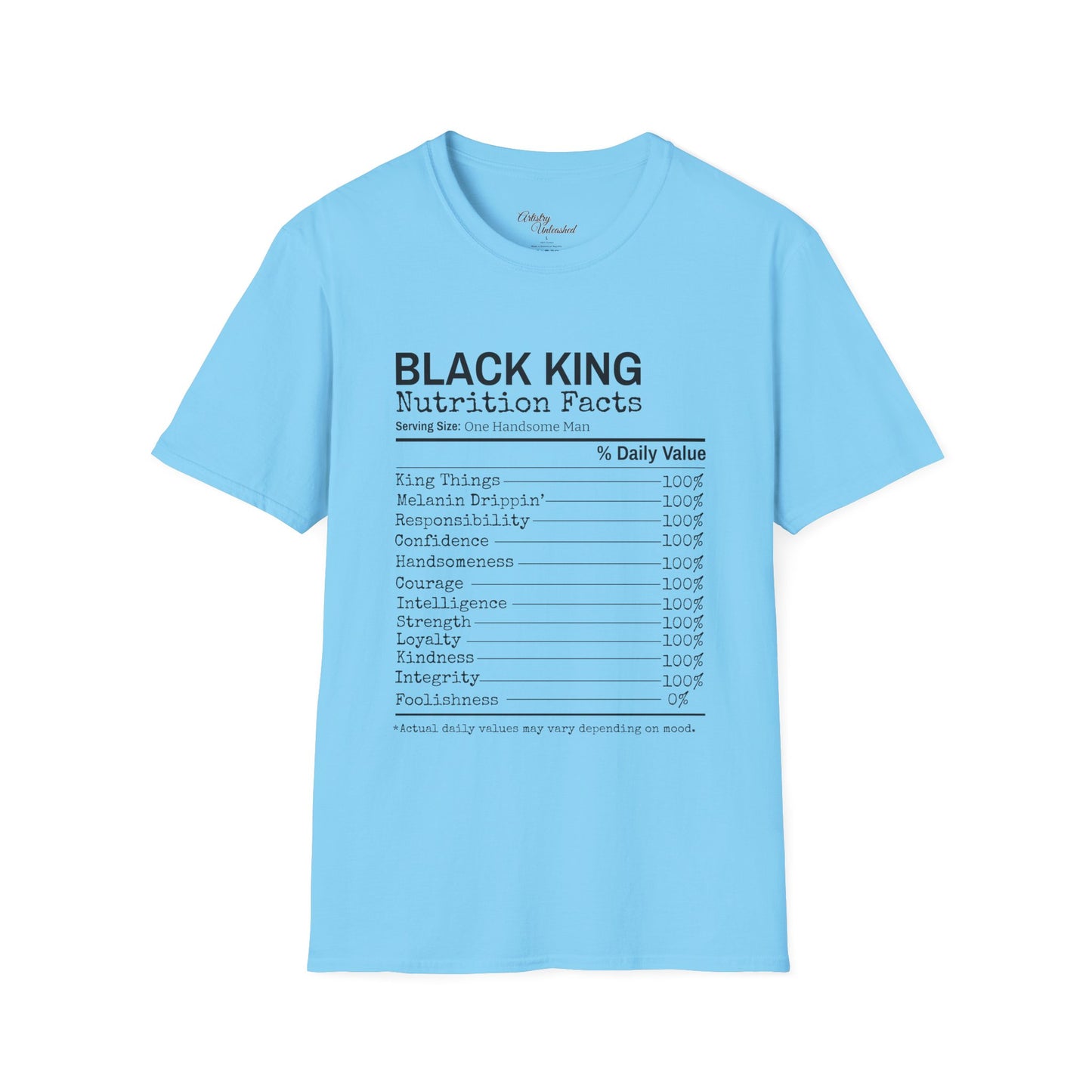 Black King Nutrition Facts Unisex Softstyle T-Shirt