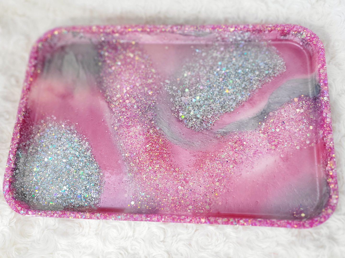 Pink and Silver Resin Tray