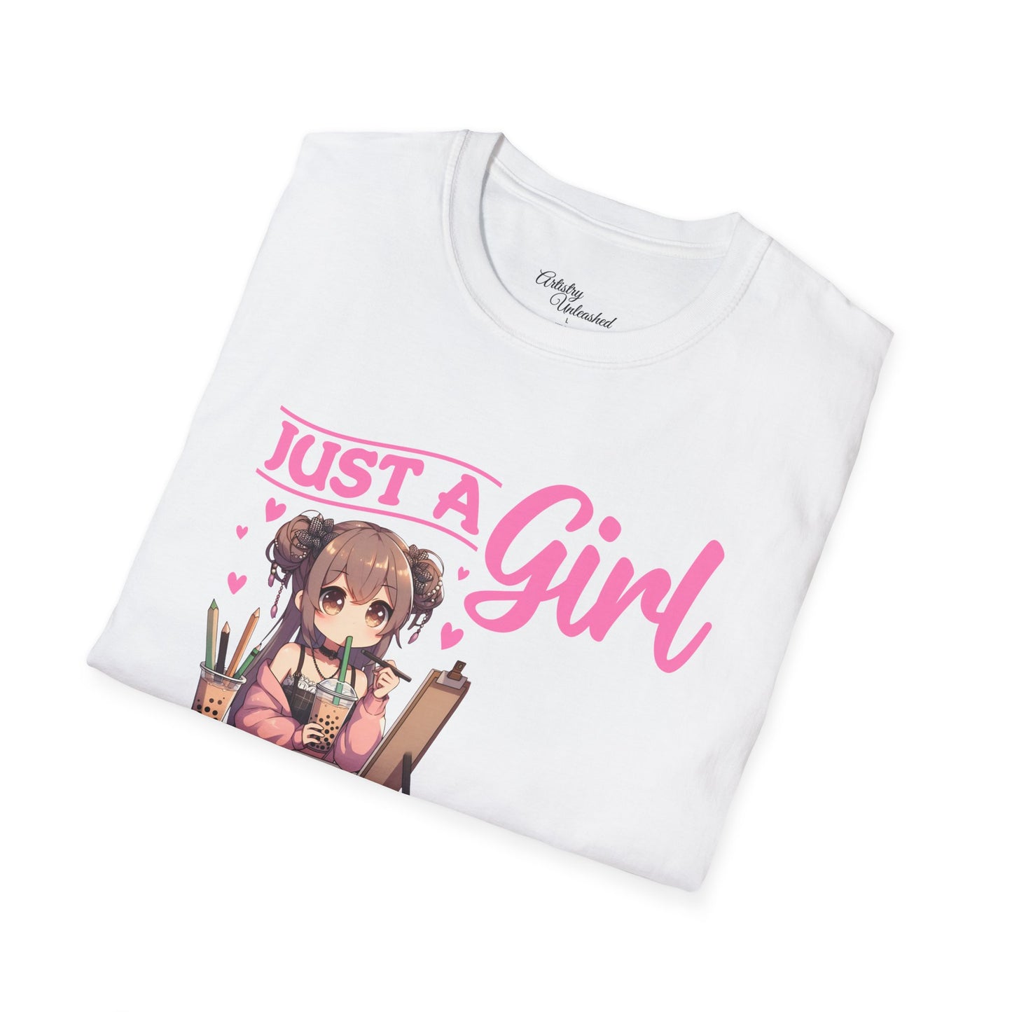 Girl Who Loves Anime White Unisex Softstyle T-Shirt