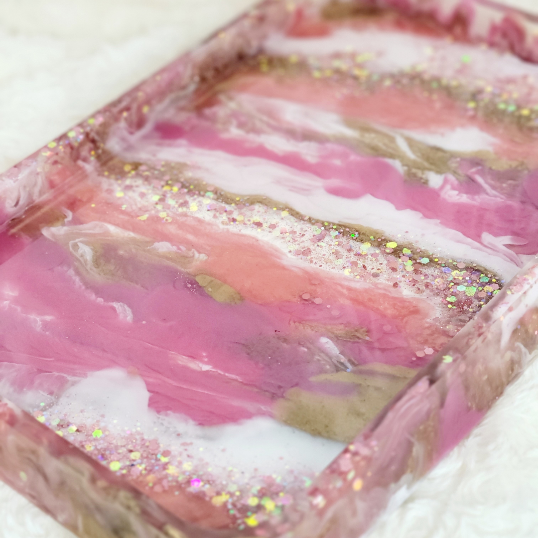 Pink and Gold Resin Tray