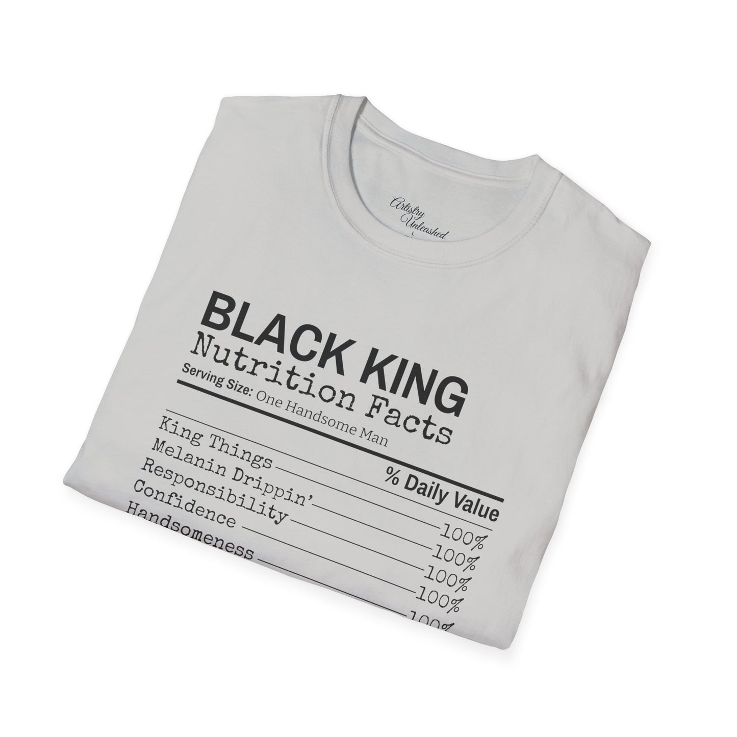 Black King Nutrition Facts Unisex Softstyle T-Shirt
