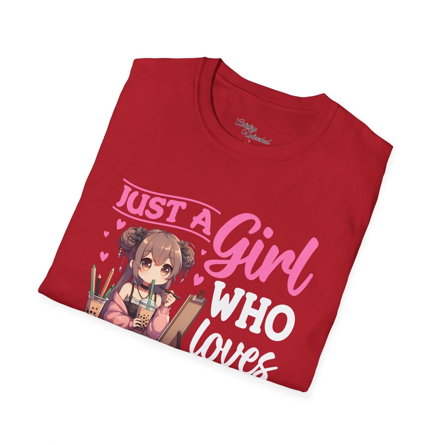 Girl Who Loves Anime White Unisex Softstyle T-Shirt