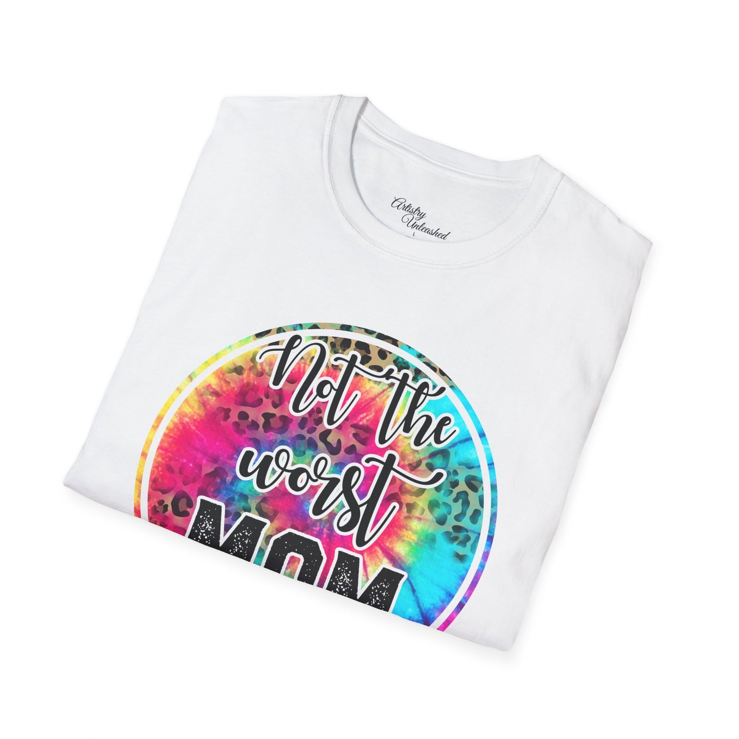 Mom Tye Dye Leopard Print Unisex Softstyle T-Shirt