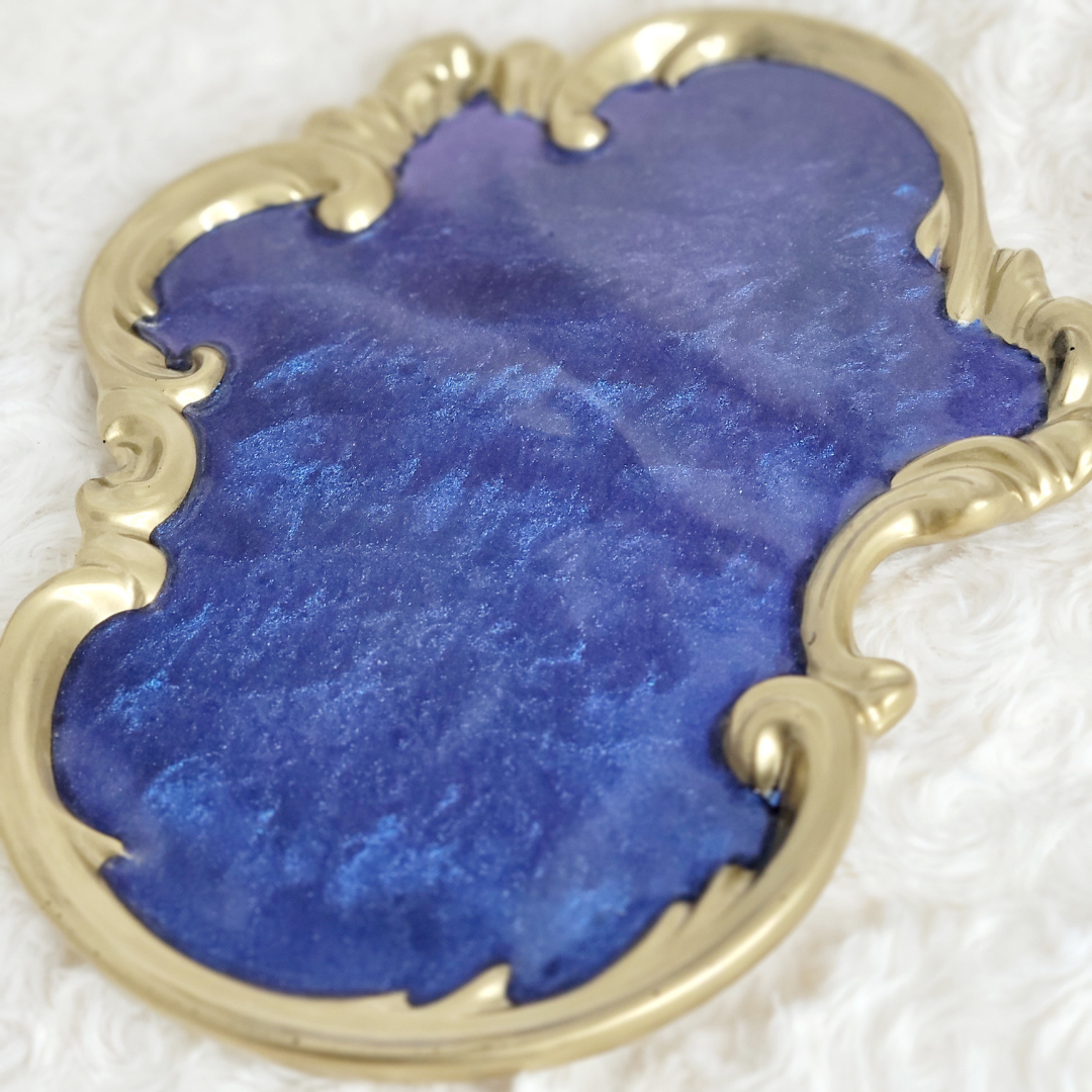 Vintage Blue and Gold Trinket Tray