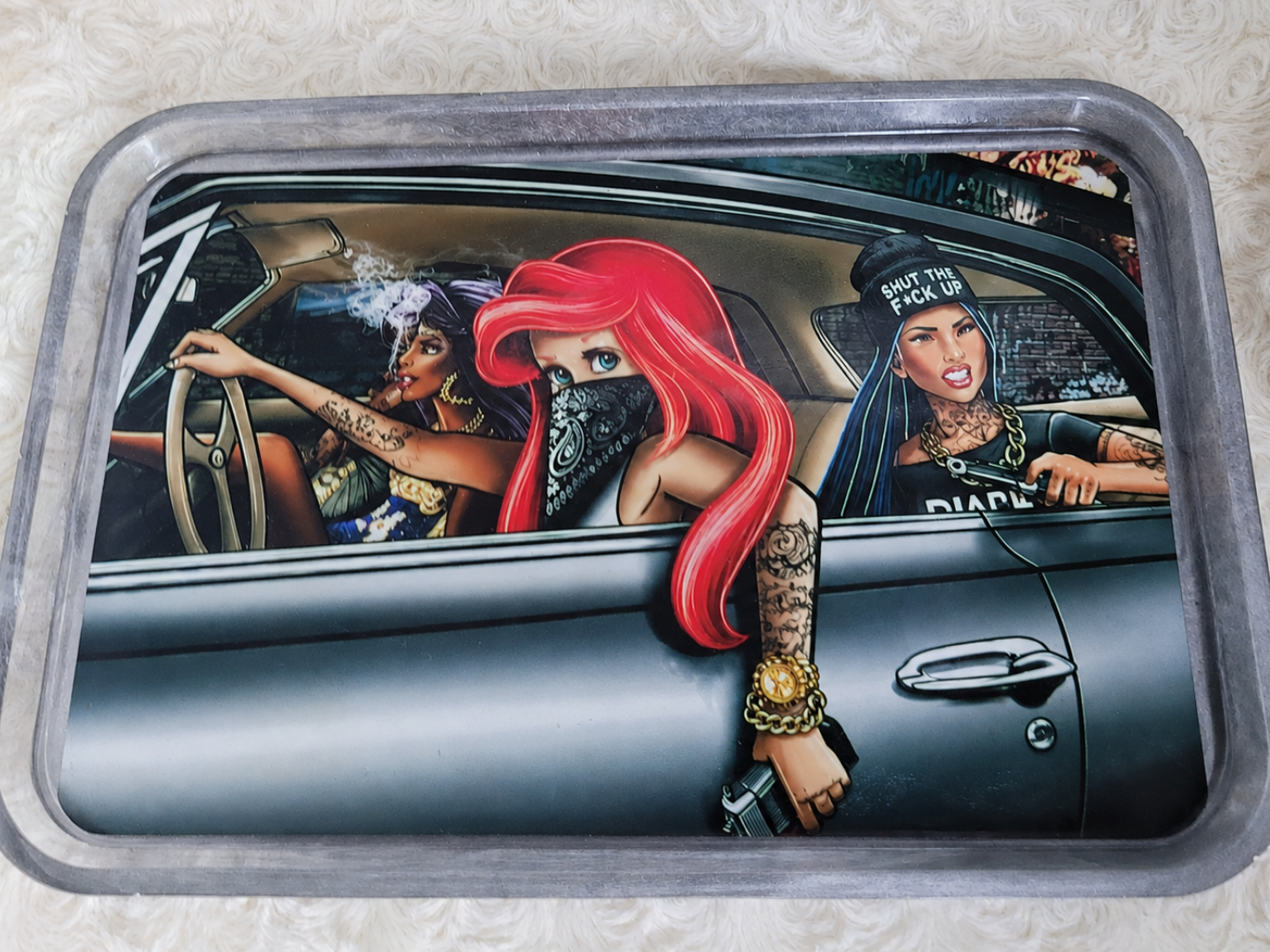 Handmade Resin Tray, Urban Girl Decal Tray, 10x7 Rolling Tray, Baddie Decor, Catchall Organizer, Girls Night Gift, Statement Decor