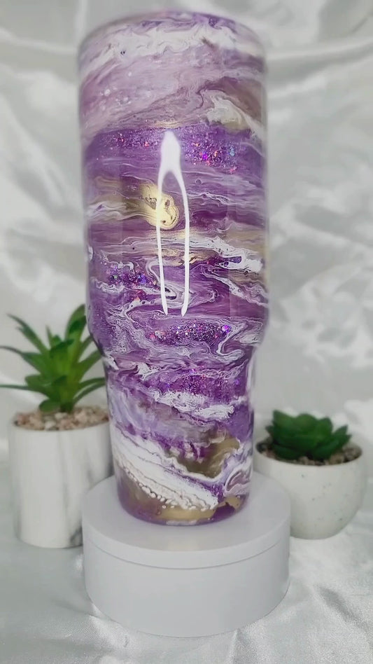 Purple Glitter Swirl 40 oz Tumbler