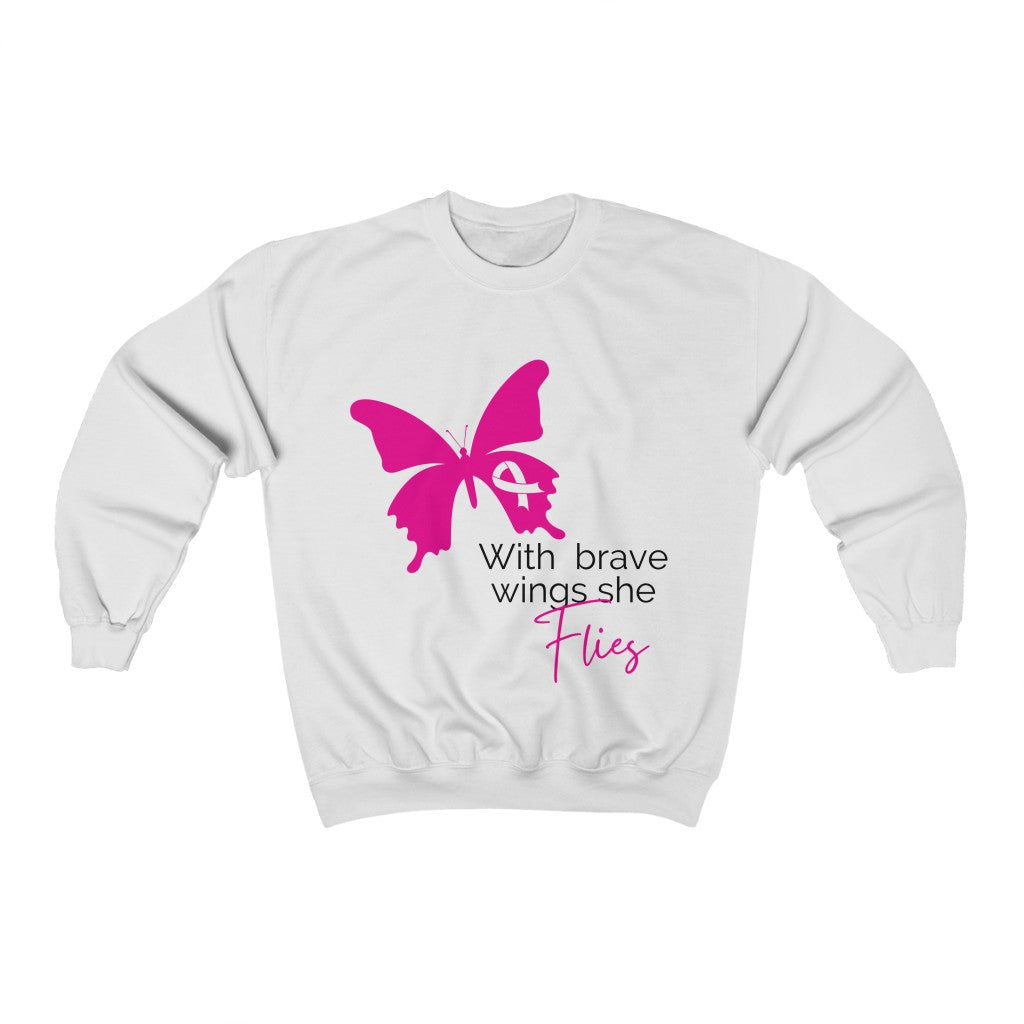 Pink Ribbon Butterfly Unisex Heavy Blend™ Crewneck Sweatshirt