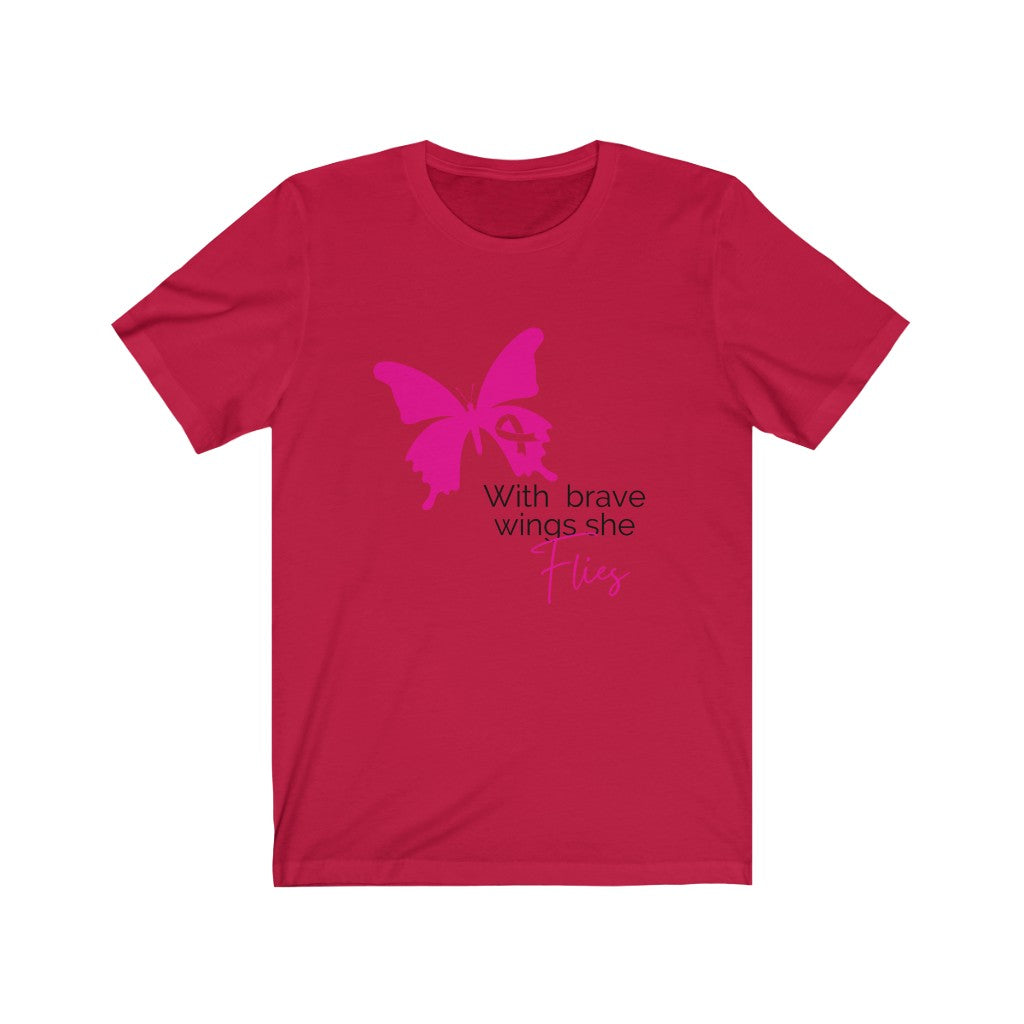 Pink Ribbon Butterfly Unisex Jersey Short Sleeve Tee