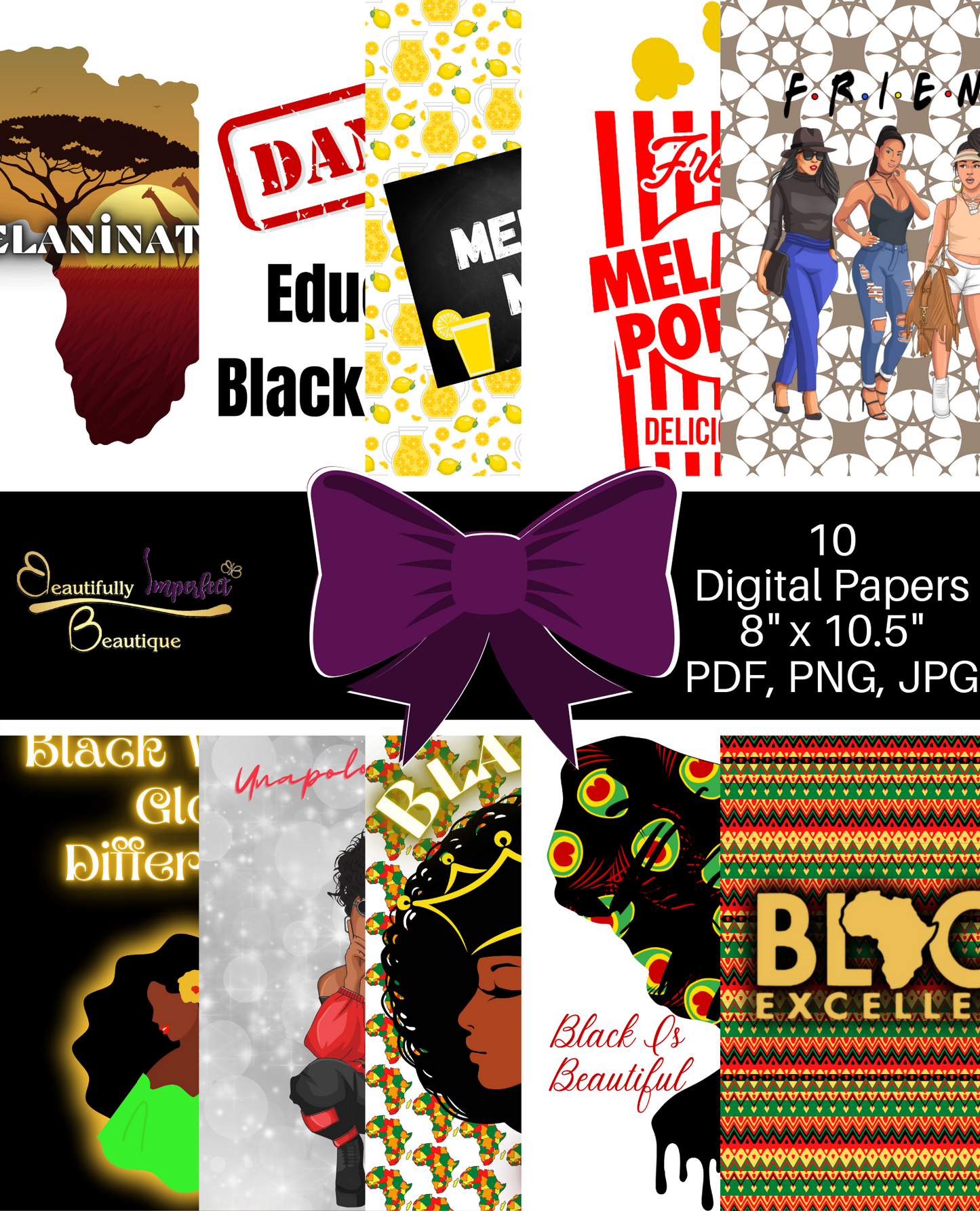 Melanin Notebook Cover Digital Paper