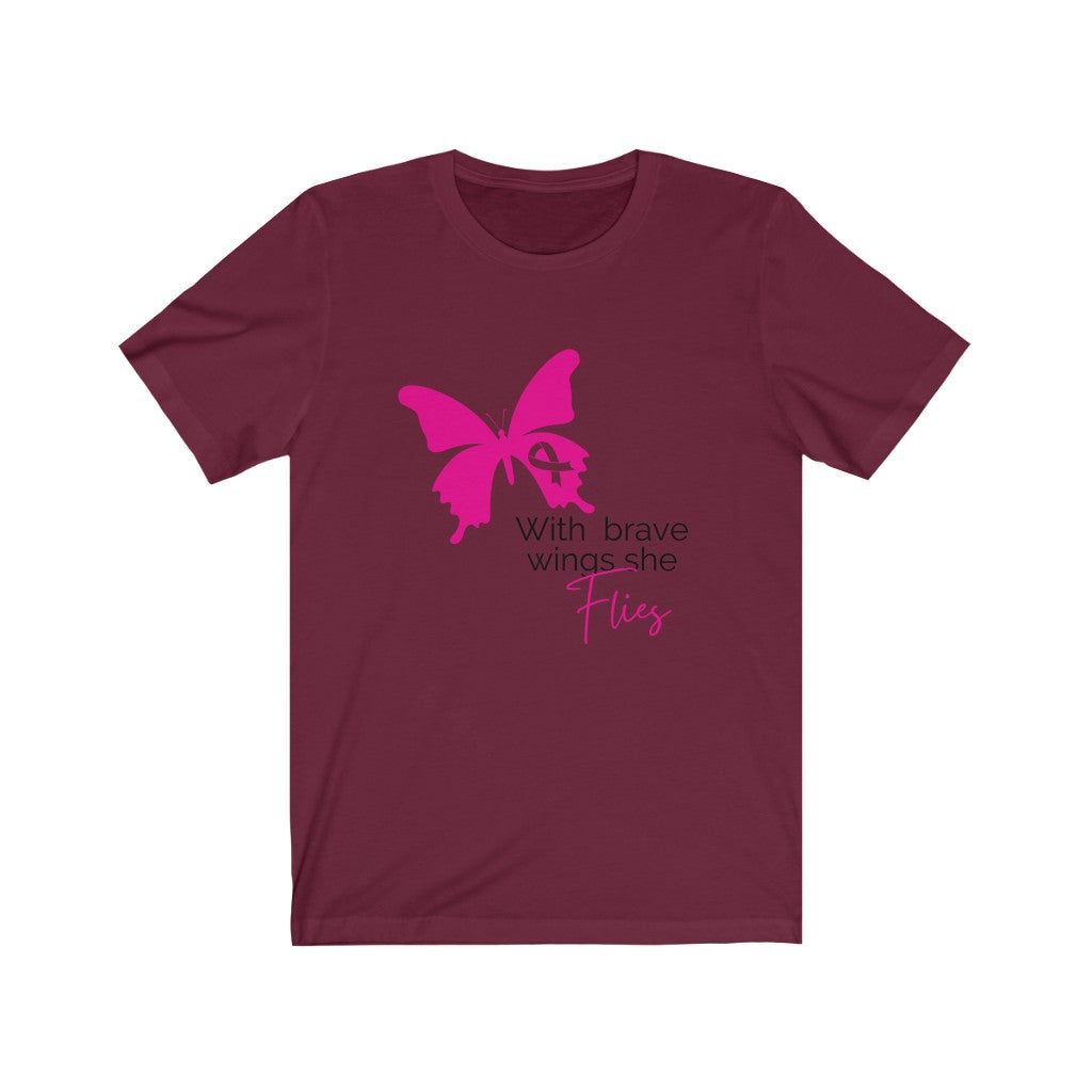 Pink Ribbon Butterfly Unisex Jersey Short Sleeve Tee