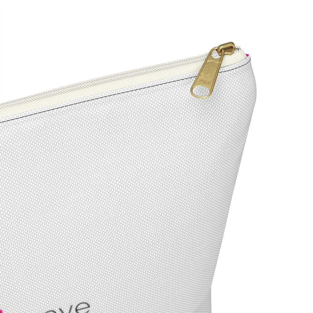 Pink Ribbon Butterfly Pink Accessory Pouch w T-bottom