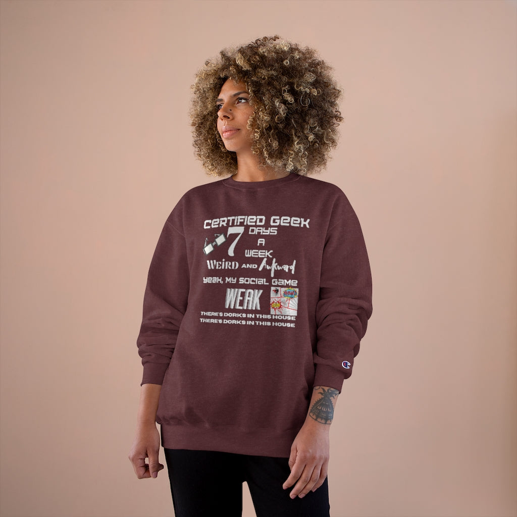 Certified Geek WAP White Font Champion Sweatshirt