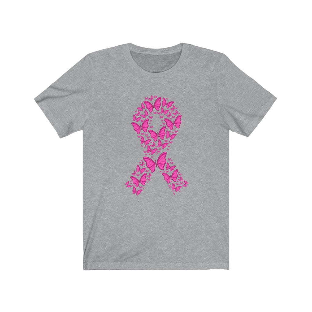 Pink Ribbon Butterfly Unisex Jersey Short Sleeve Tee