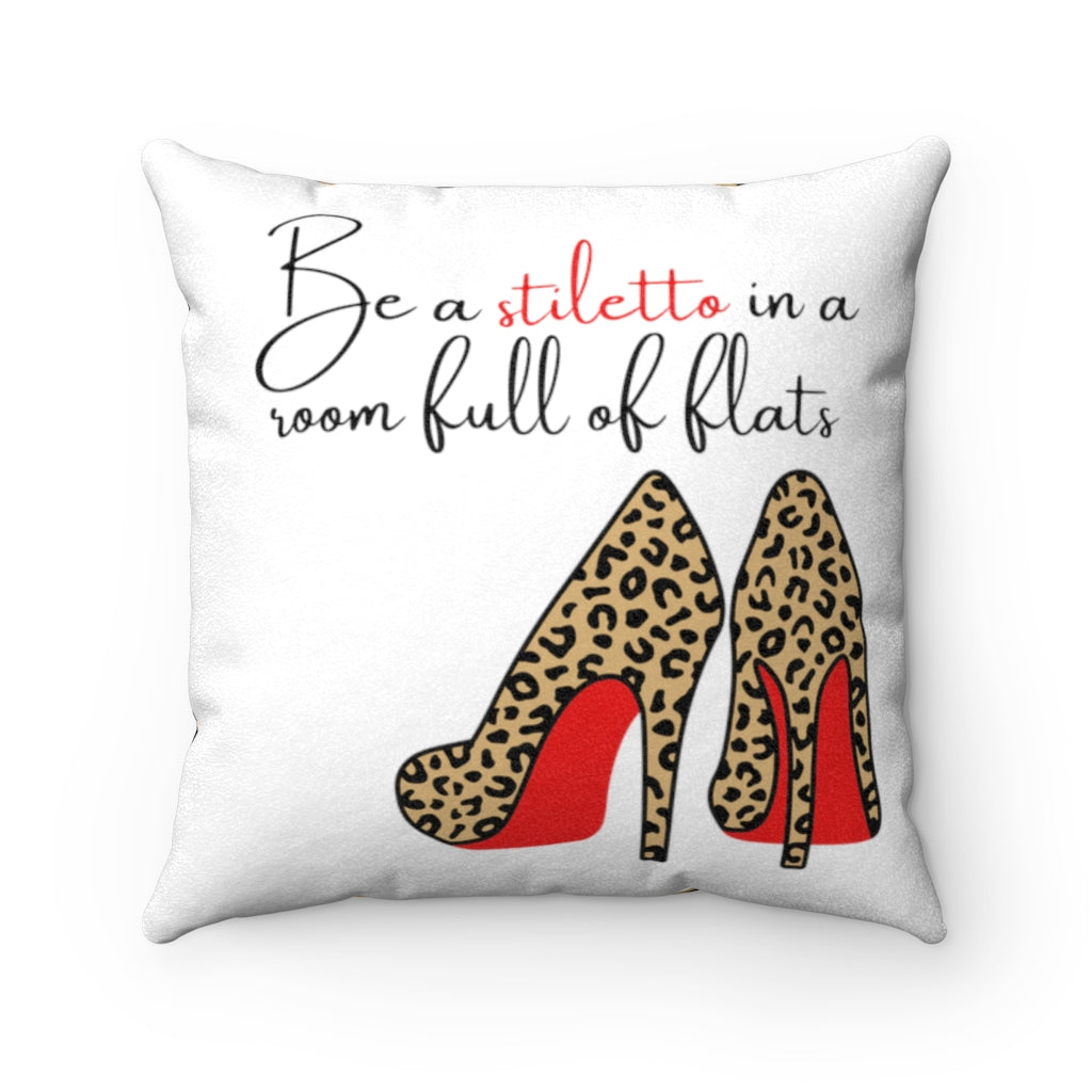 Cheetah Stiletto Faux Suede Square Pillow