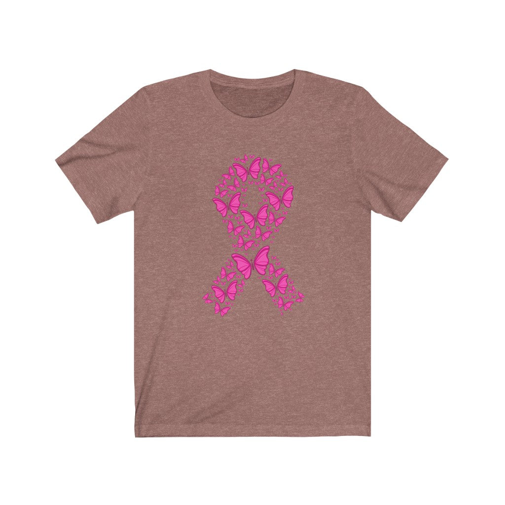 Pink Ribbon Butterfly Unisex Jersey Short Sleeve Tee