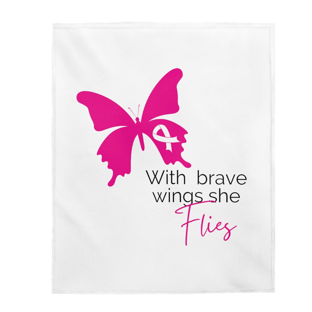 Pink Butterfly Ribbon Velveteen Plush Blanket