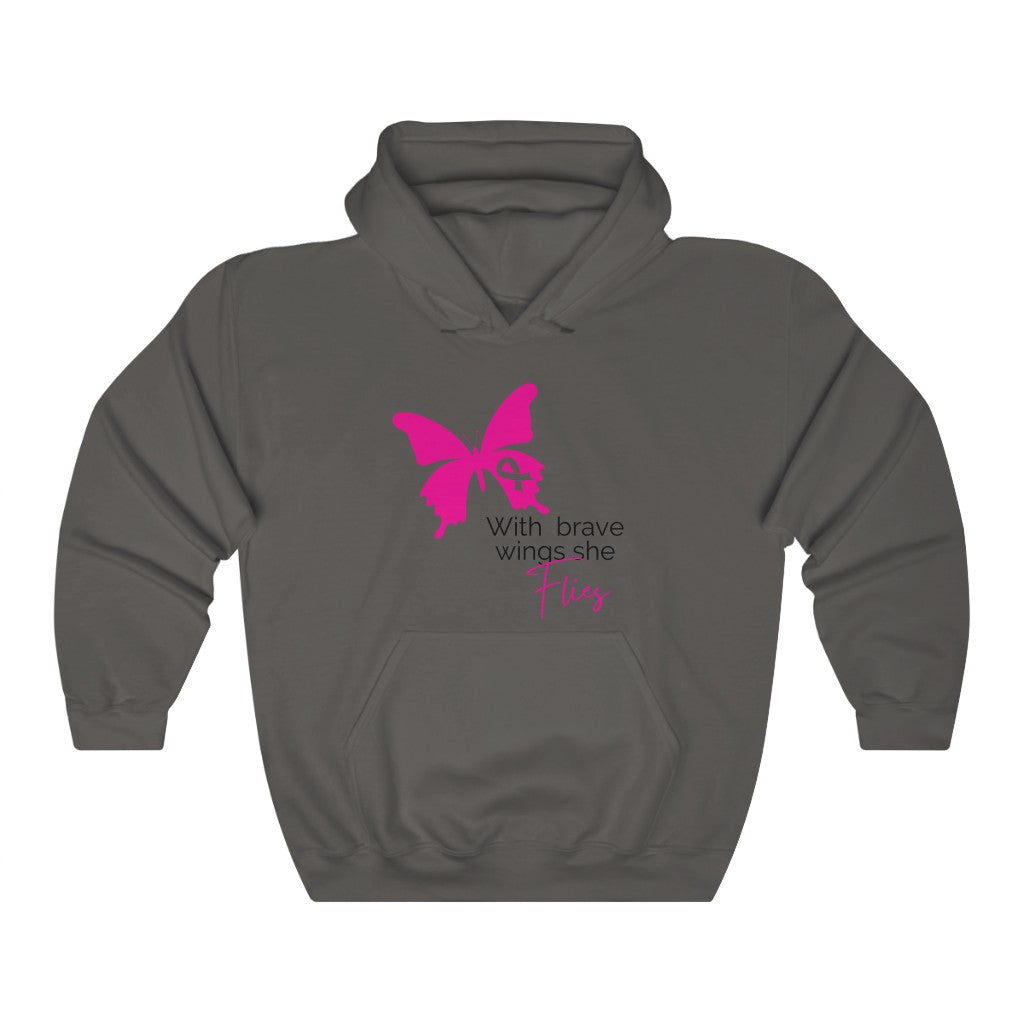 Pink Ribbon Butterfly Unisex Heavy Blend™ Hooded Sweatshirt