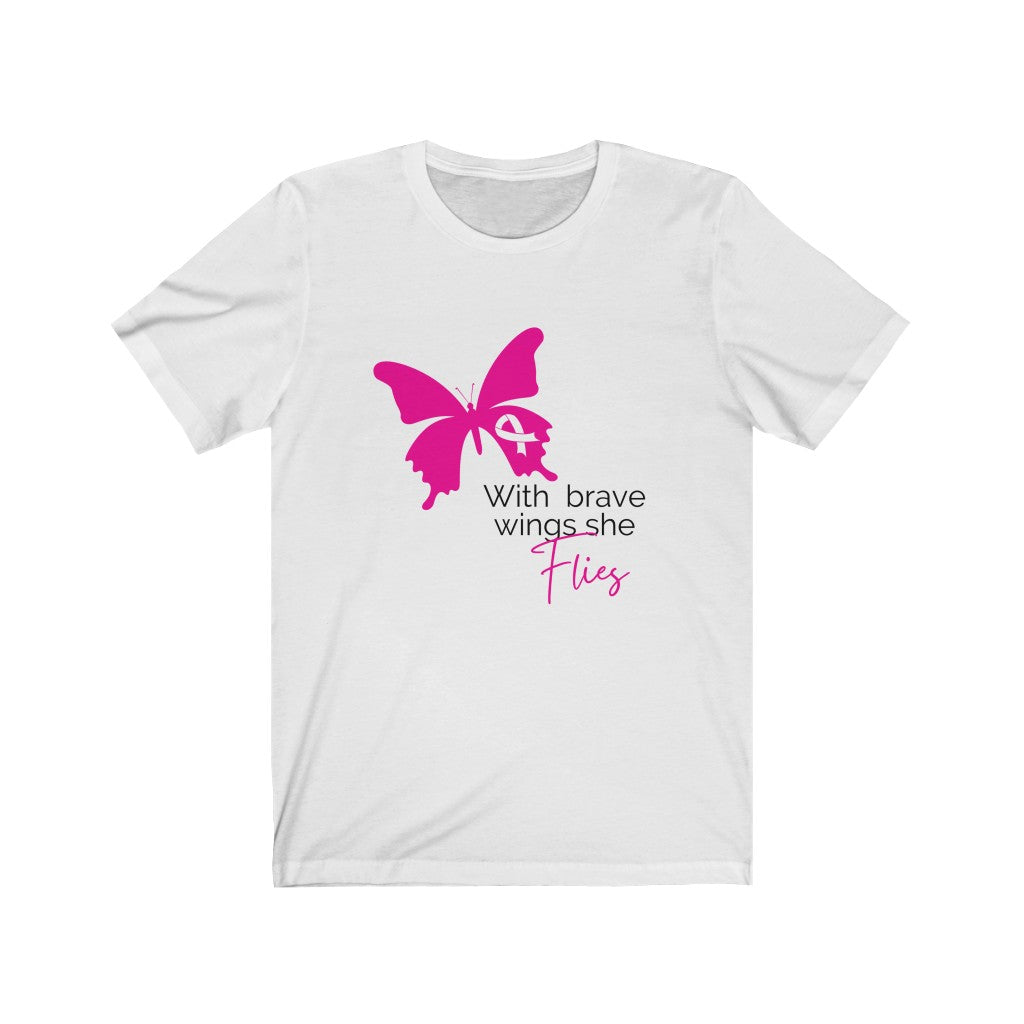Pink Ribbon Butterfly Unisex Jersey Short Sleeve Tee