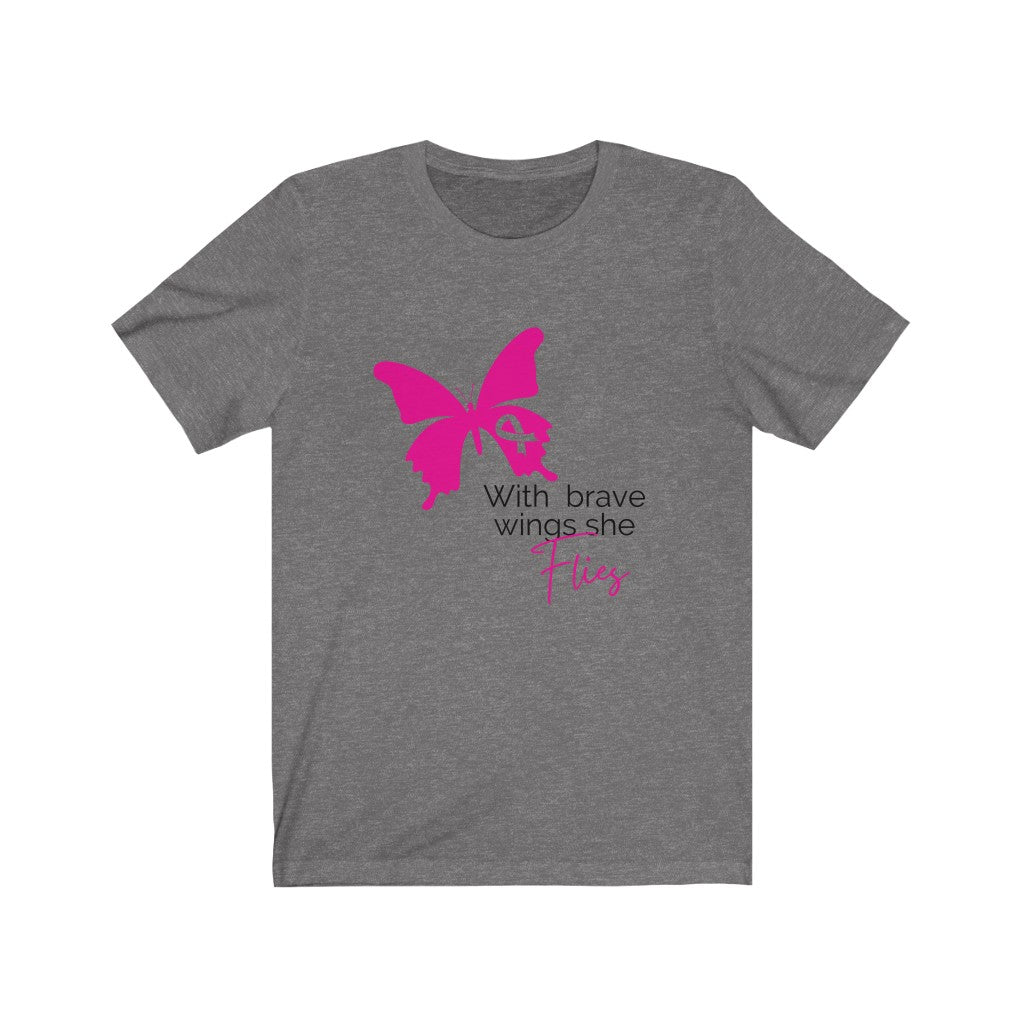 Pink Ribbon Butterfly Unisex Jersey Short Sleeve Tee
