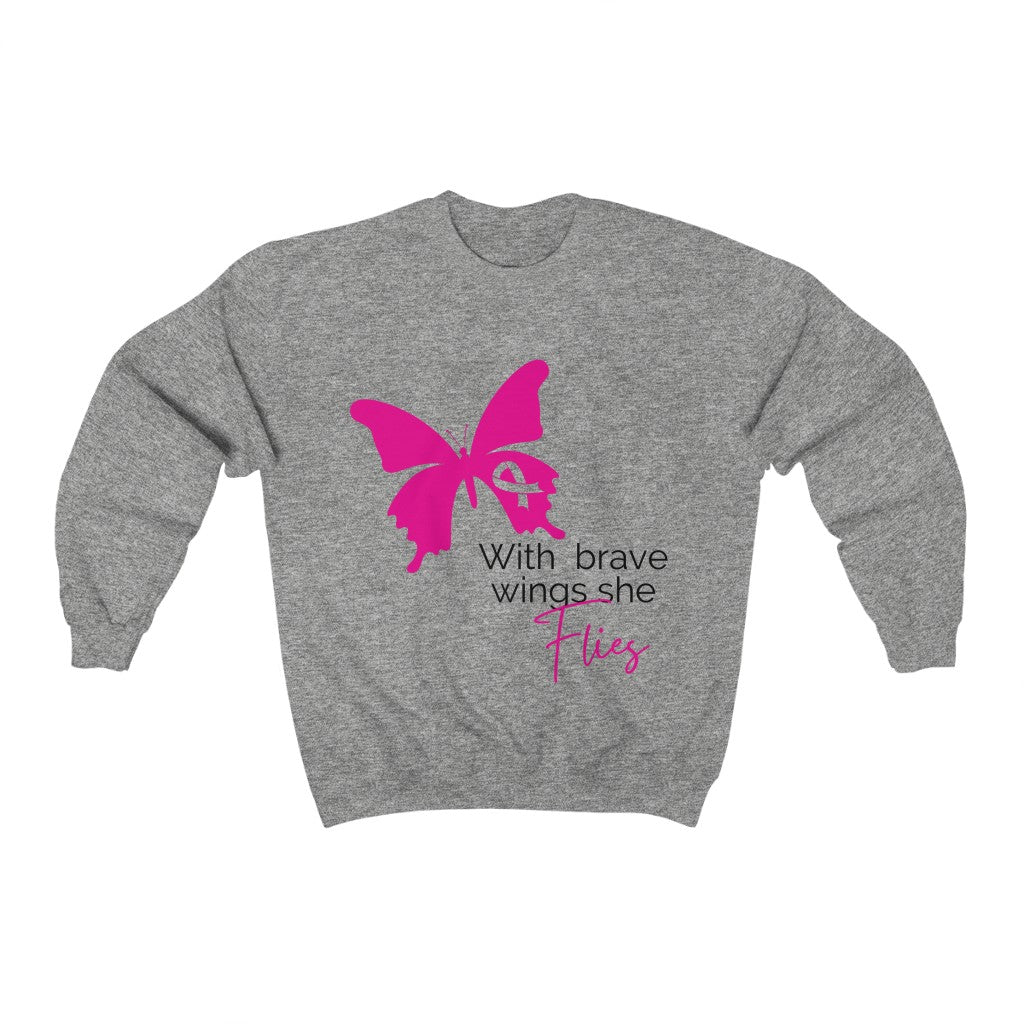 Pink Ribbon Butterfly Unisex Heavy Blend™ Crewneck Sweatshirt